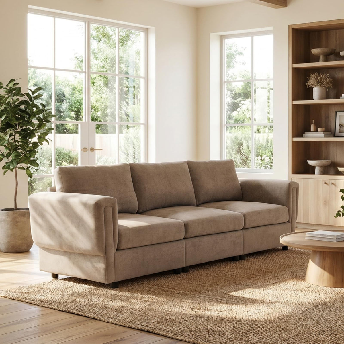 88" Modern Chenille 3-Seater Modular Sofa