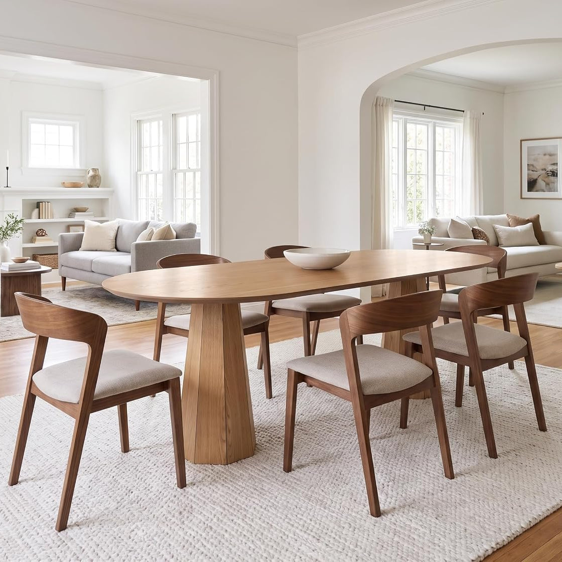 71" Oval Farmhouse Pedestal Dining Table for 6-8