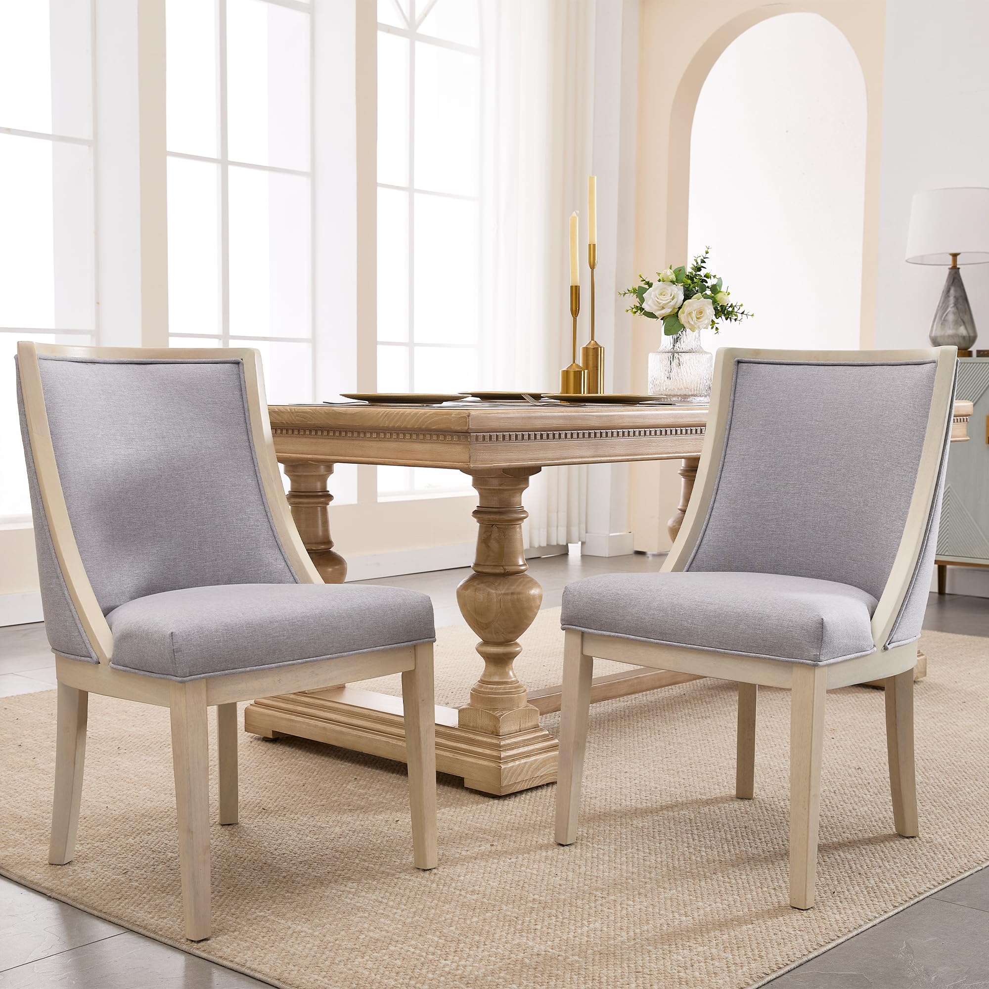 Kmax Farmhouse Curved High Back Dining Chairs Set of 2 - 02111DC