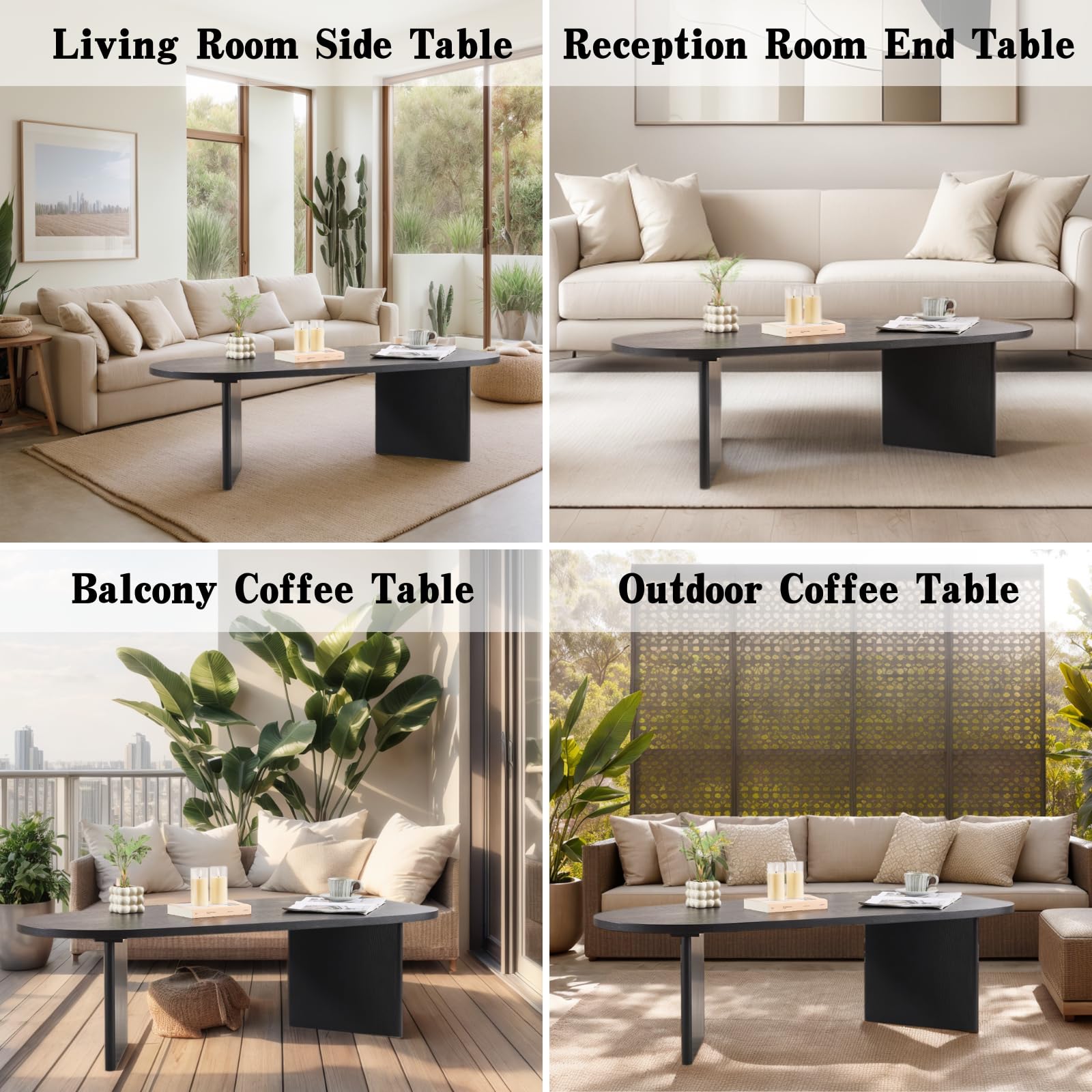 ROCITY Solid Wood Irregular-Shaped Coffee Table - XX150CT