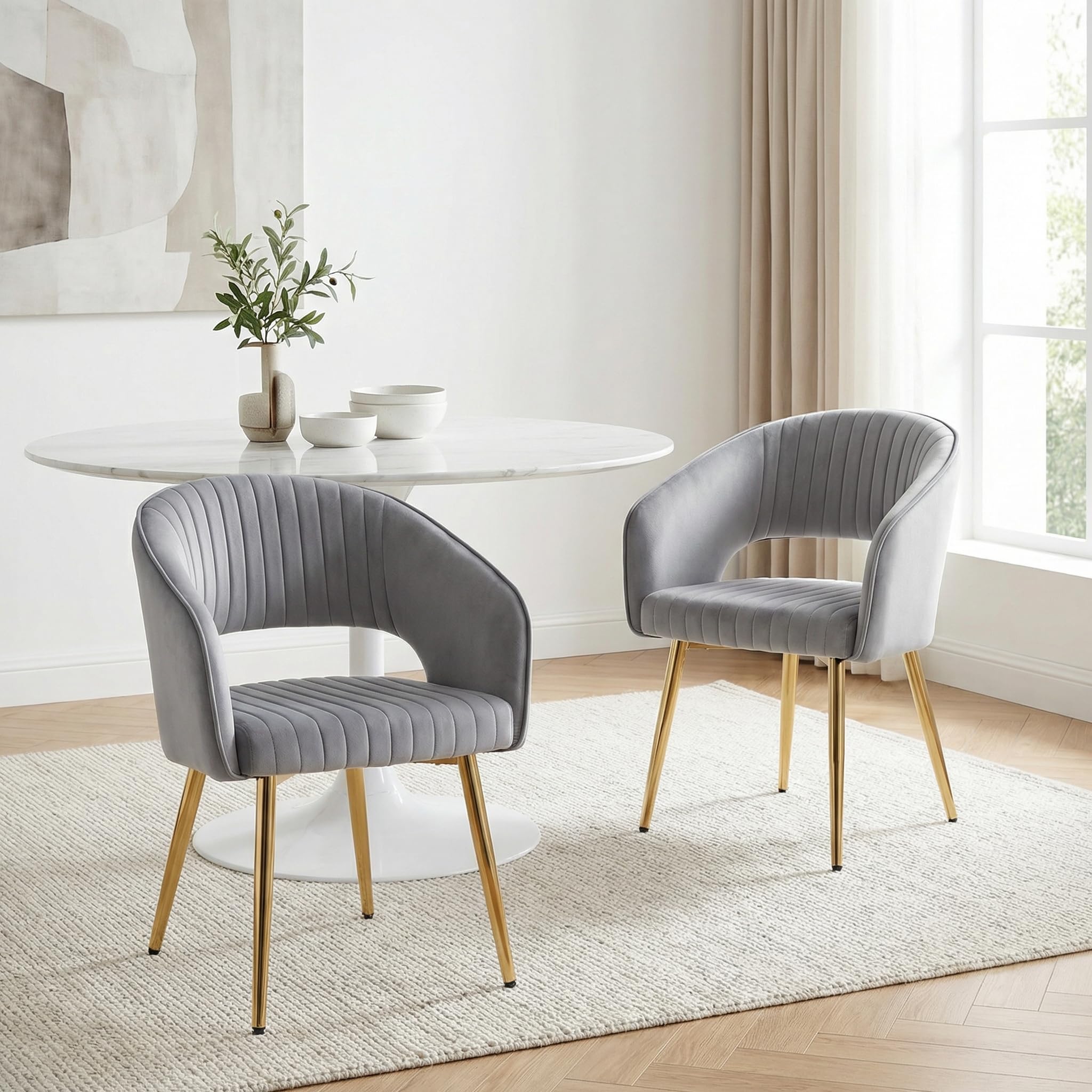 Hollow Back Modern Dining Chairs Set of 2 - 3059DC