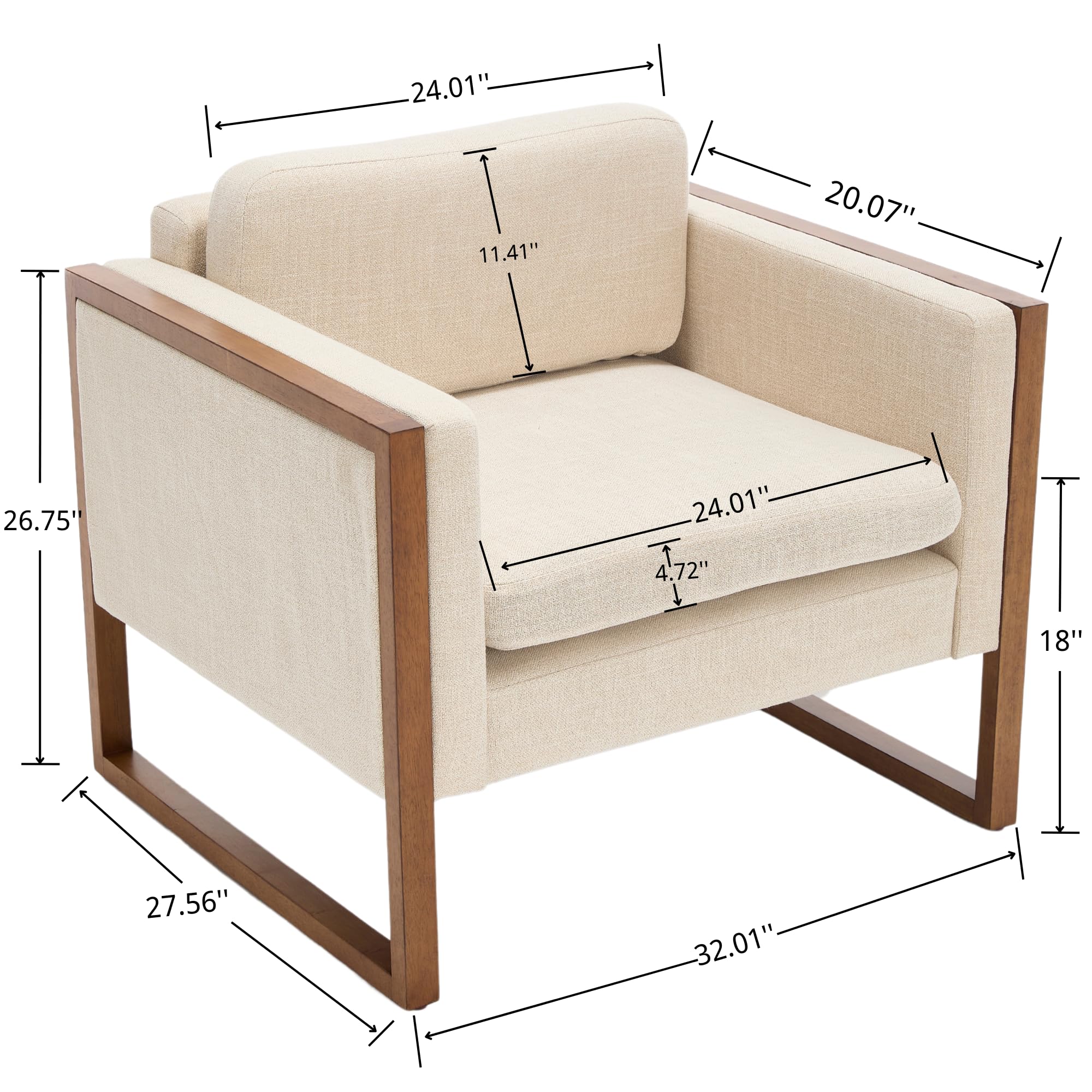 EALSON French Country Accent Chair with Brushed Legs 1 PCS - XX080AC