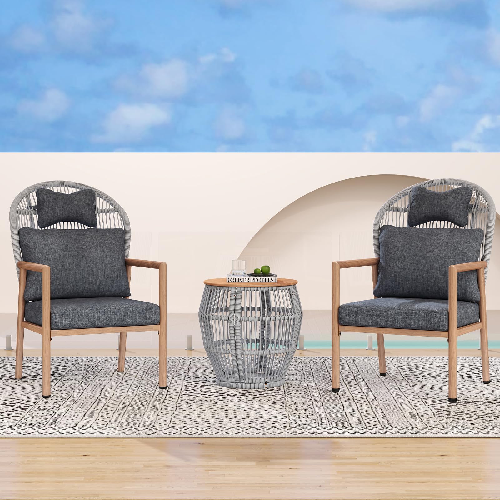 Outdoor Furniture Set with Storage Table 3 PCS - 25001SE
