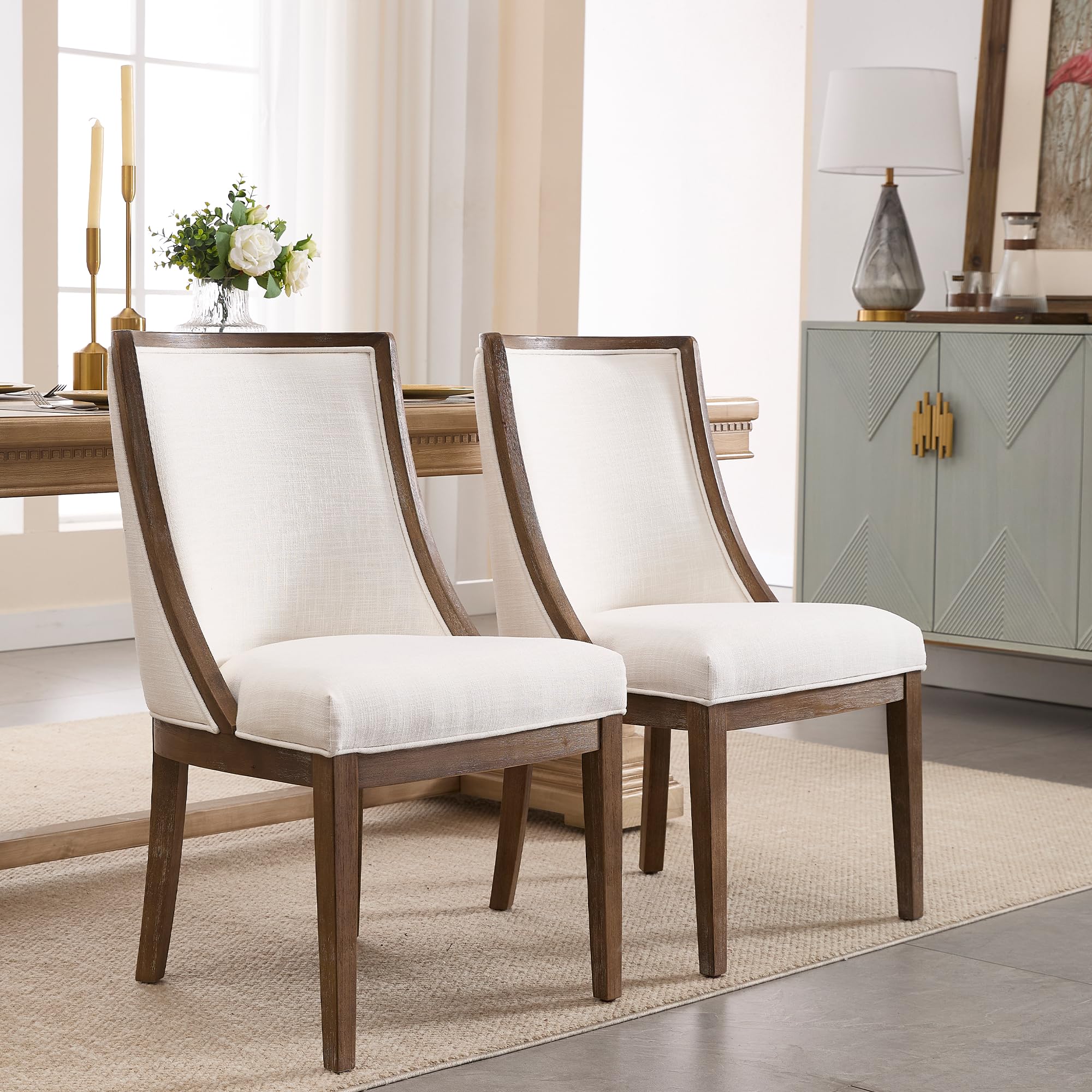 Kmax Farmhouse Curved High Back Dining Chairs Set of 2 - 02111DC