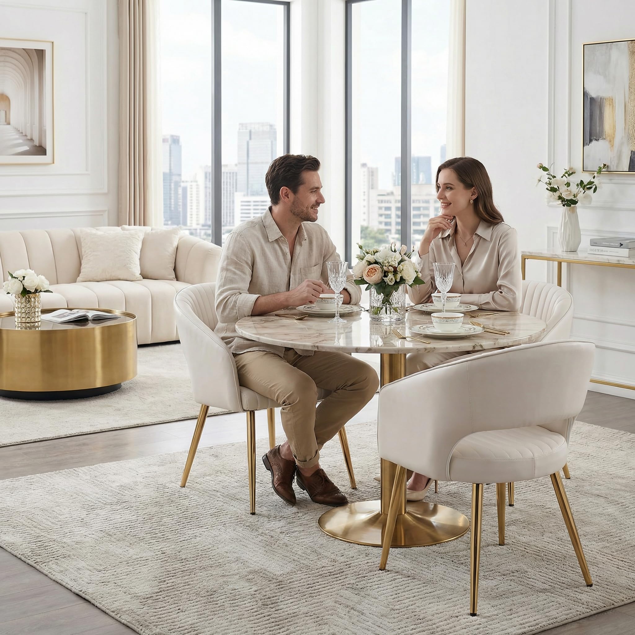 Hollow Back Modern Dining Chairs Set of 2 - 3059DC