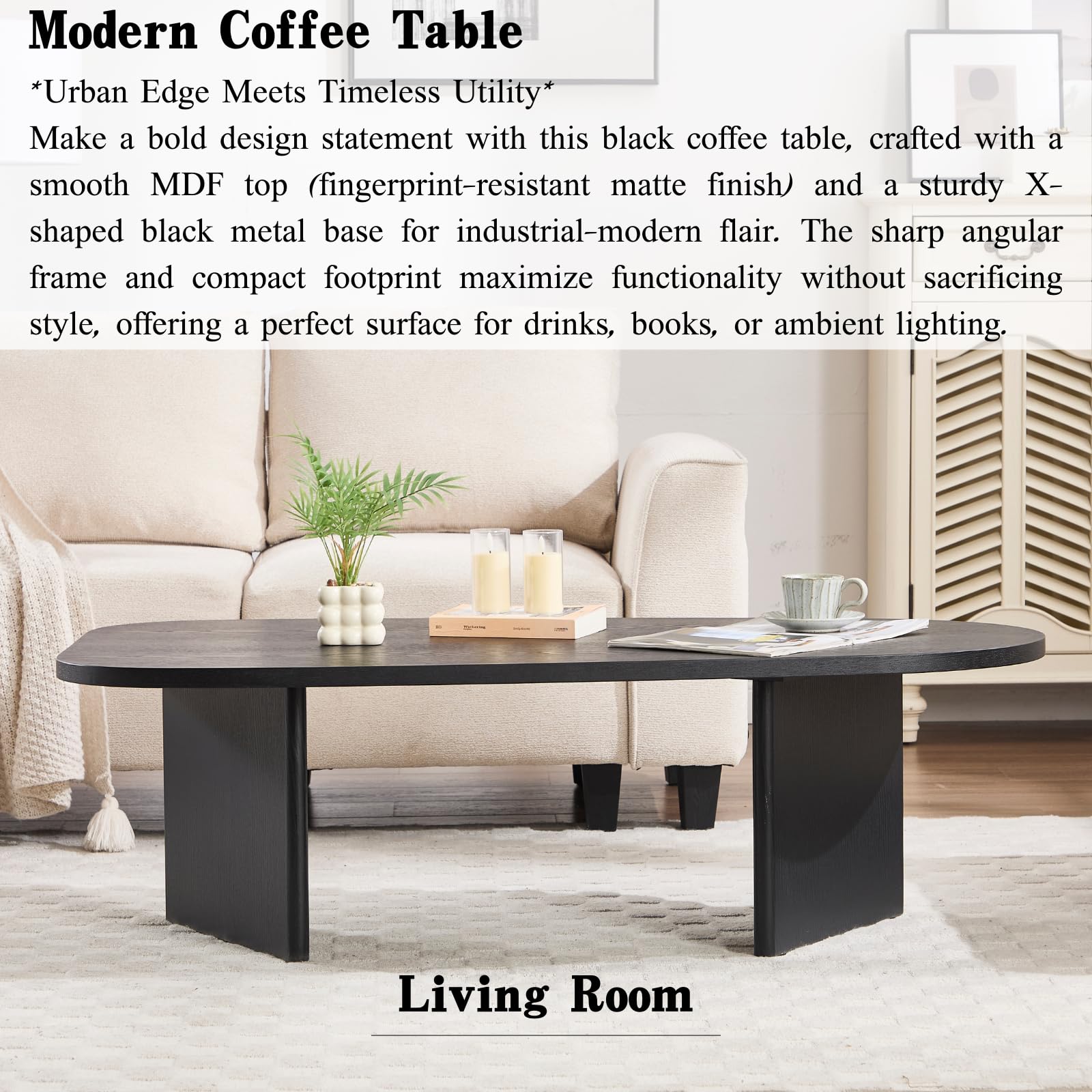 ROCITY Solid Wood Irregular-Shaped Coffee Table - XX150CT