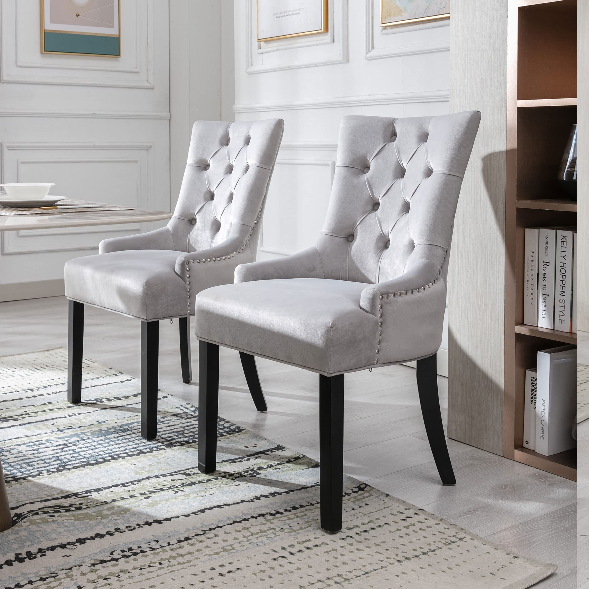 Kmax Tufted Velvet Kitchen Chairs Set of 2 - 8338DC