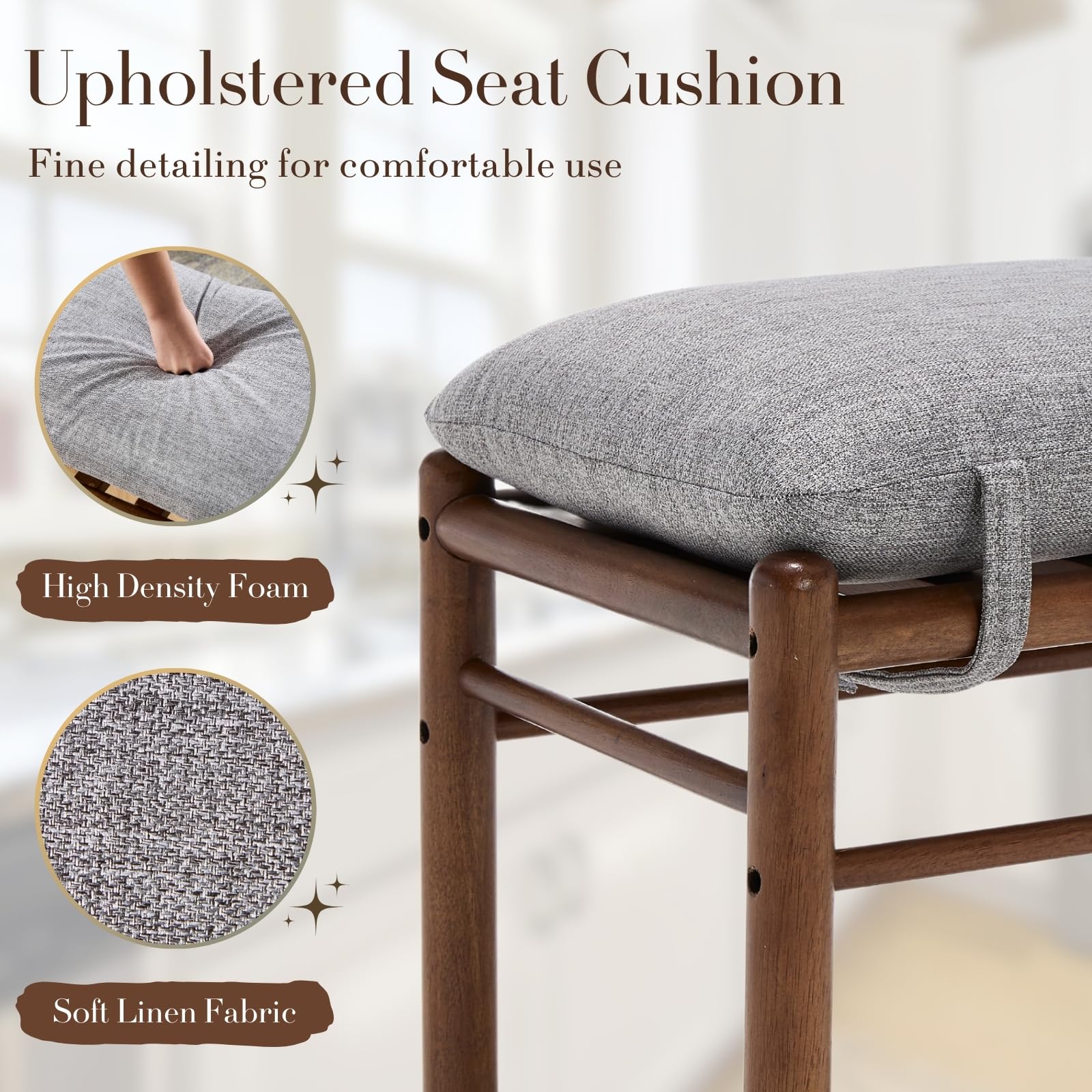 Janoray Wood Footstool Ottoman 1 PCS - 0100OT