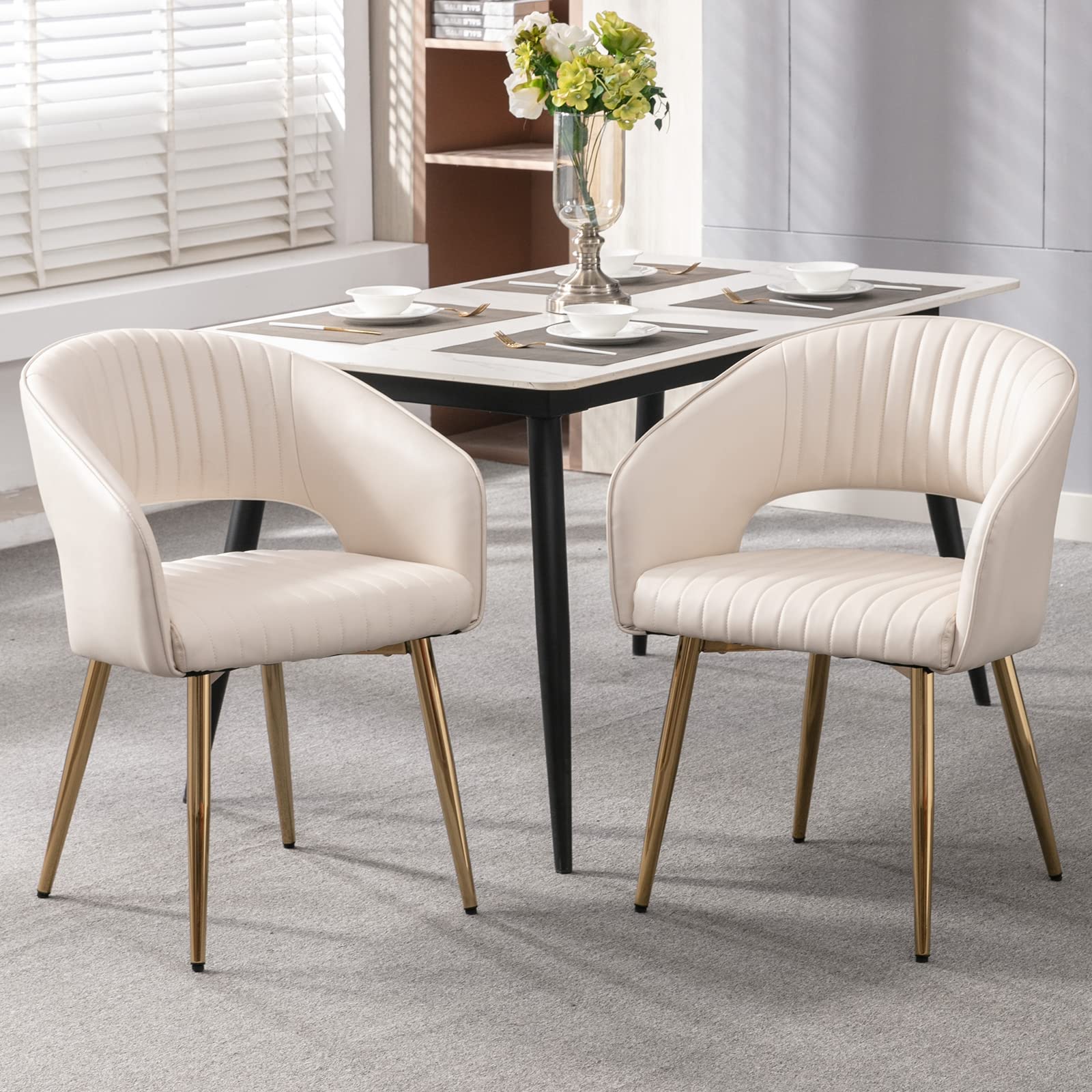 CHICAURA Modern Grey Velvet Dining Chairs Set of 2 - 3059DC