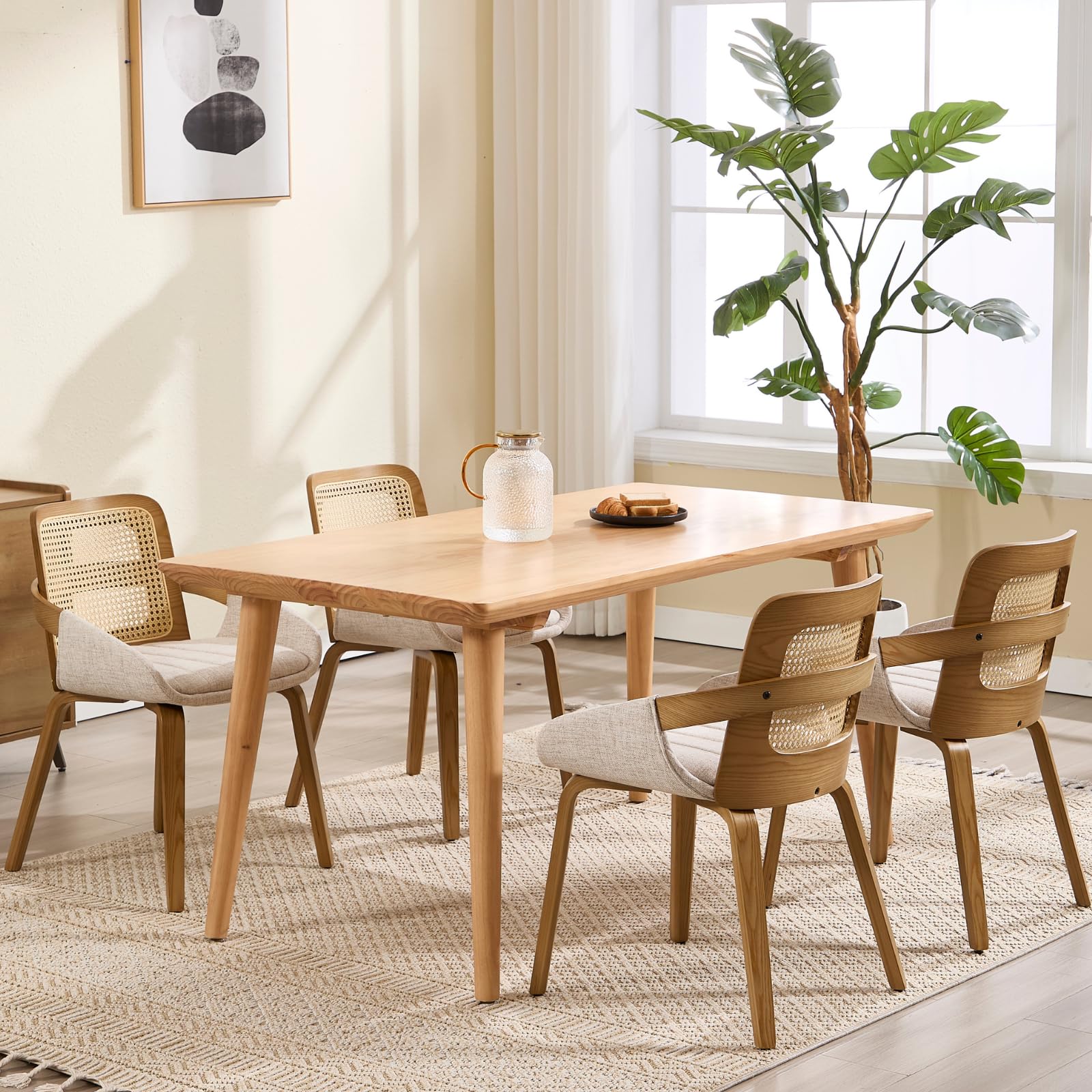 Bright airy dining area with chairs