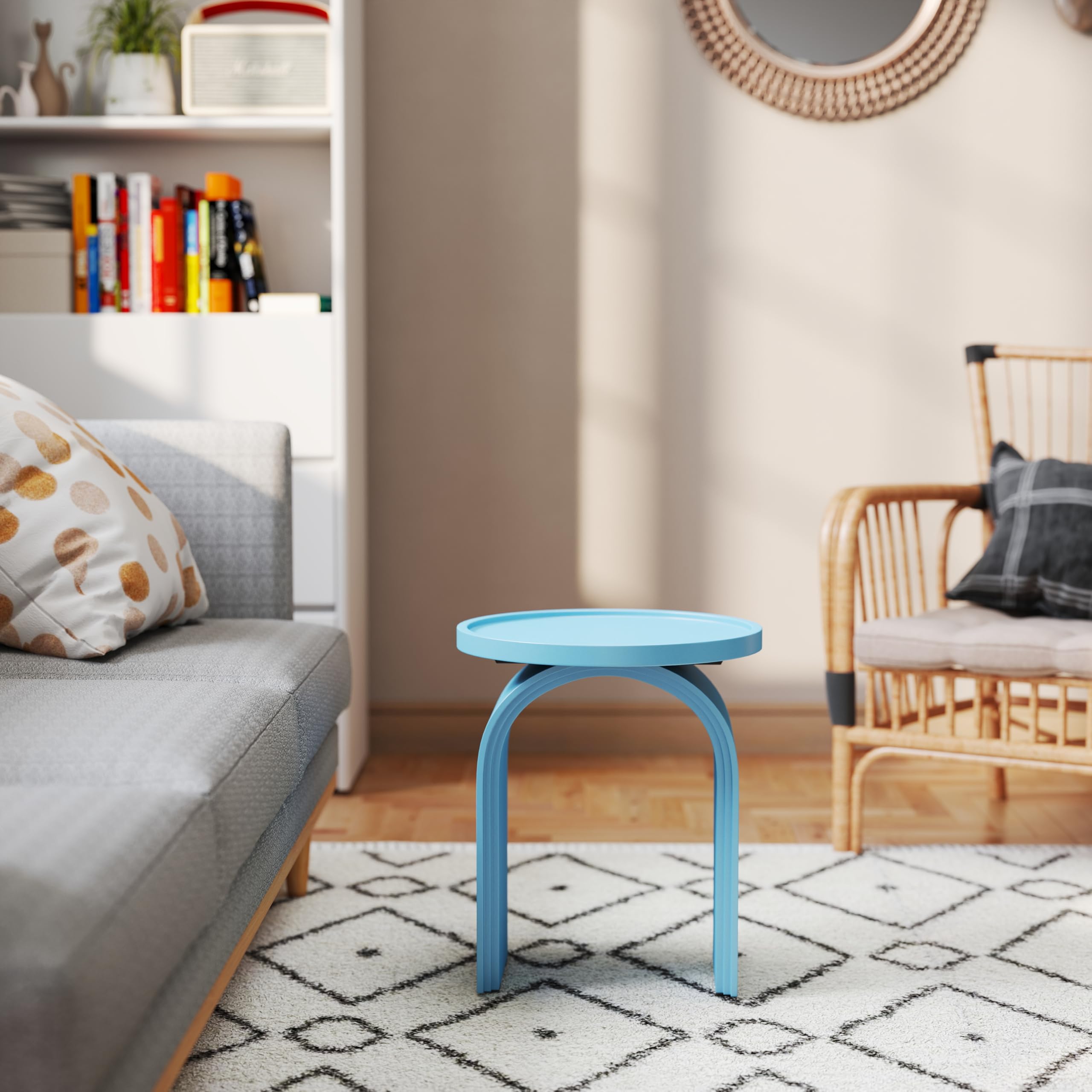 Blue round side table