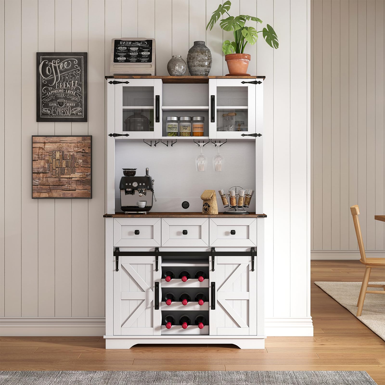 Kmax Farmhouse Coffee Bar Wine Cabinet - X158CB