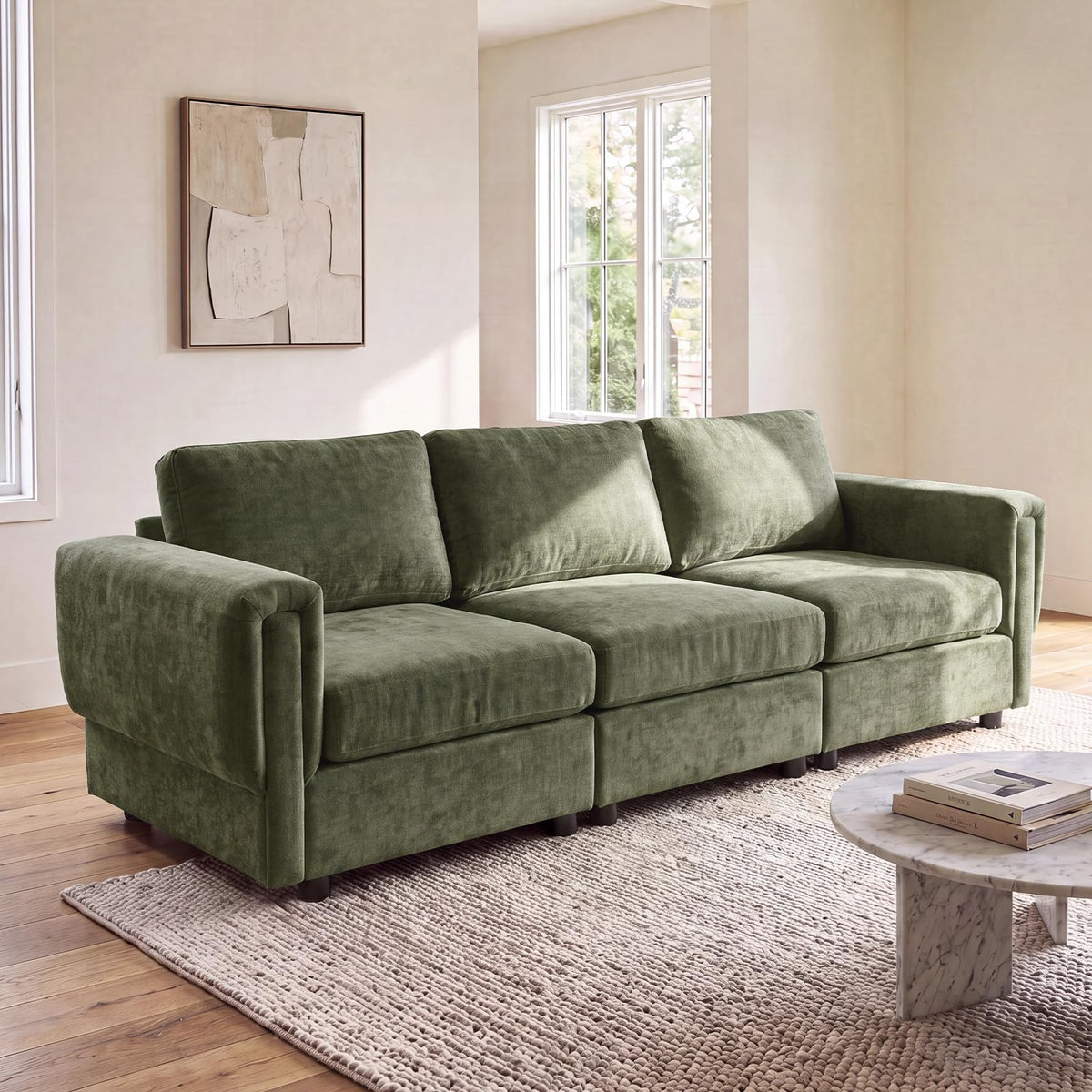 88" Modern Chenille 3-Seater Modular Sofa