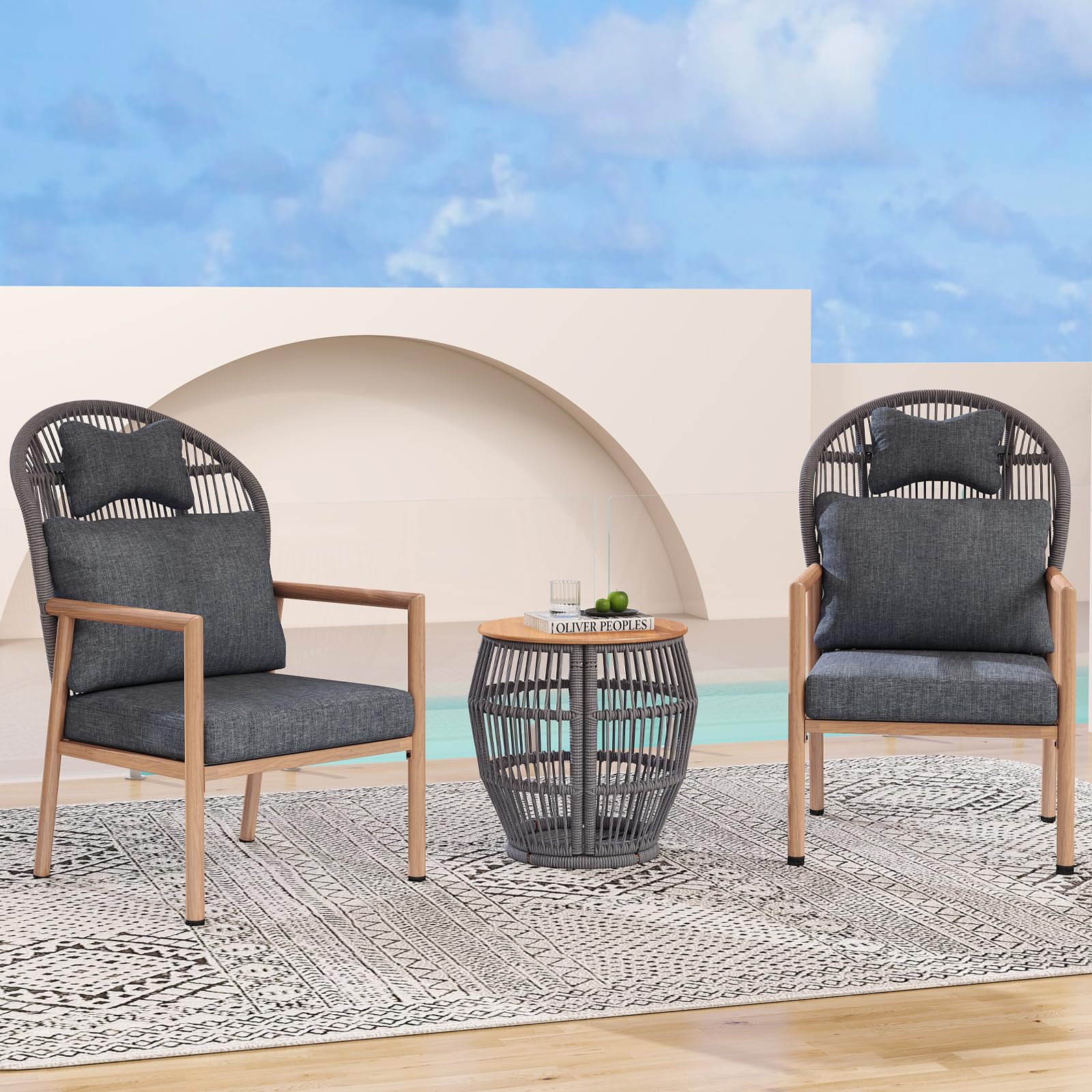 Outdoor Furniture Set with Storage Table 3 PCS - 25001SE