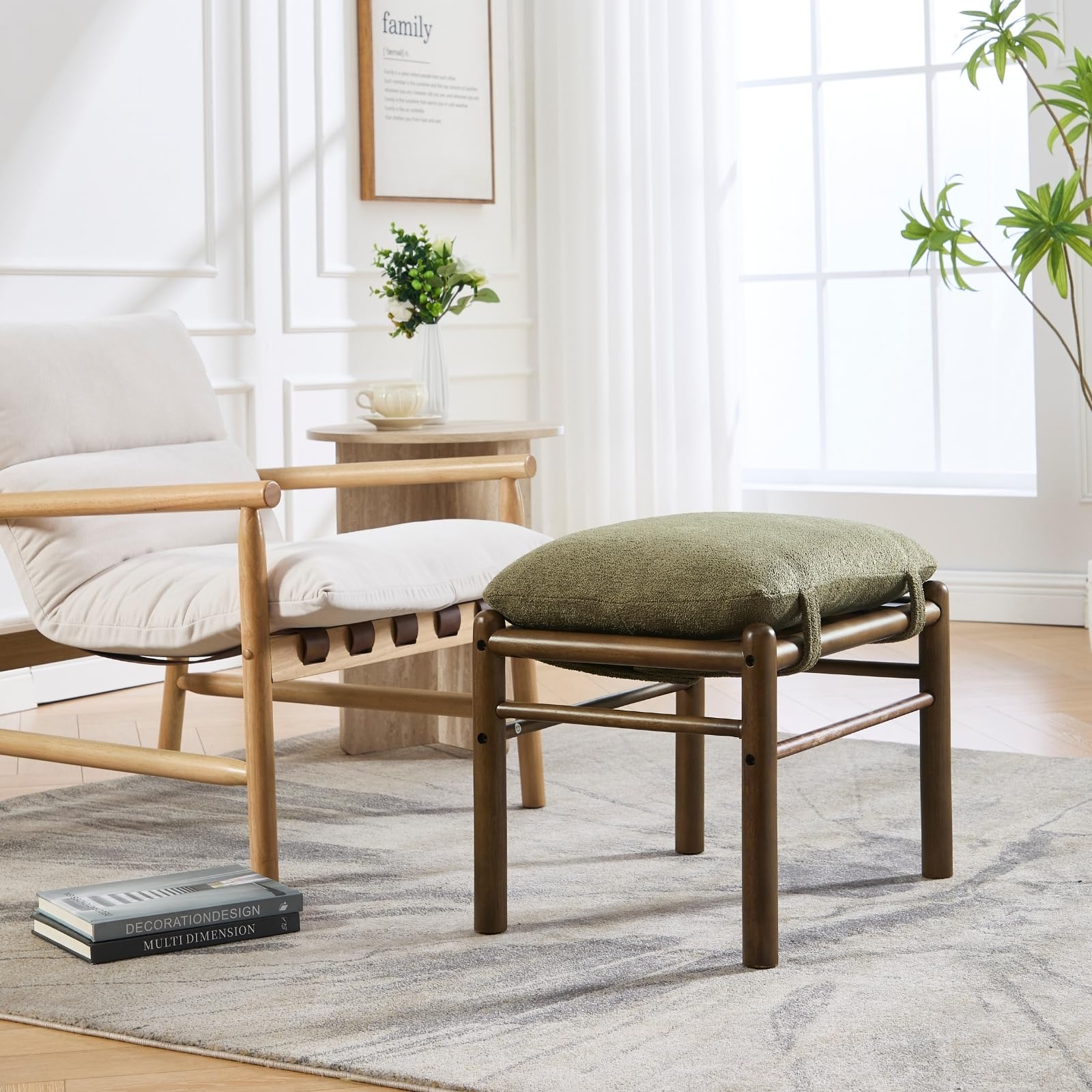 Janoray Wood Footstool Ottoman 1 PCS - 0100OT