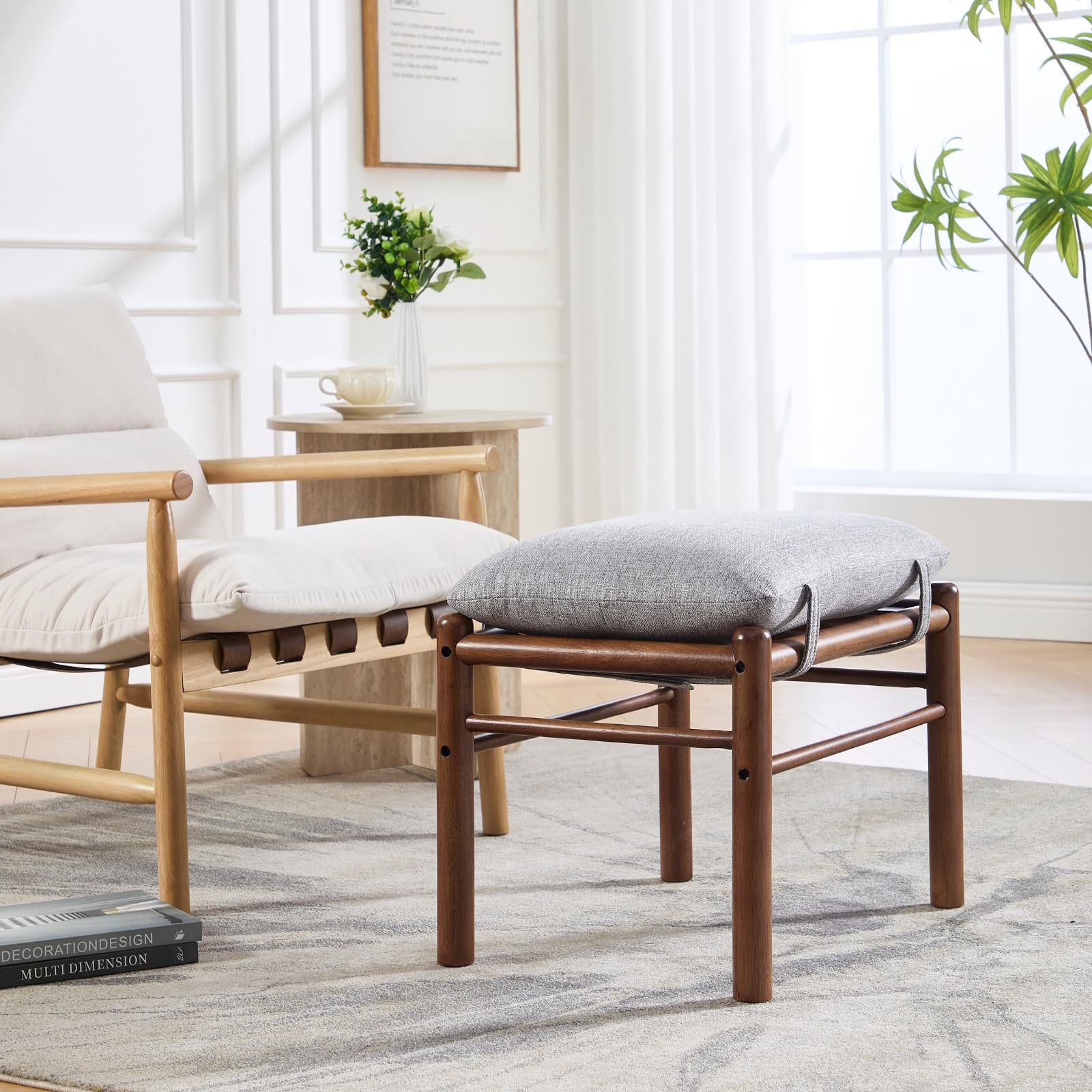 Janoray Wood Footstool Ottoman 1 PCS - 0100OT