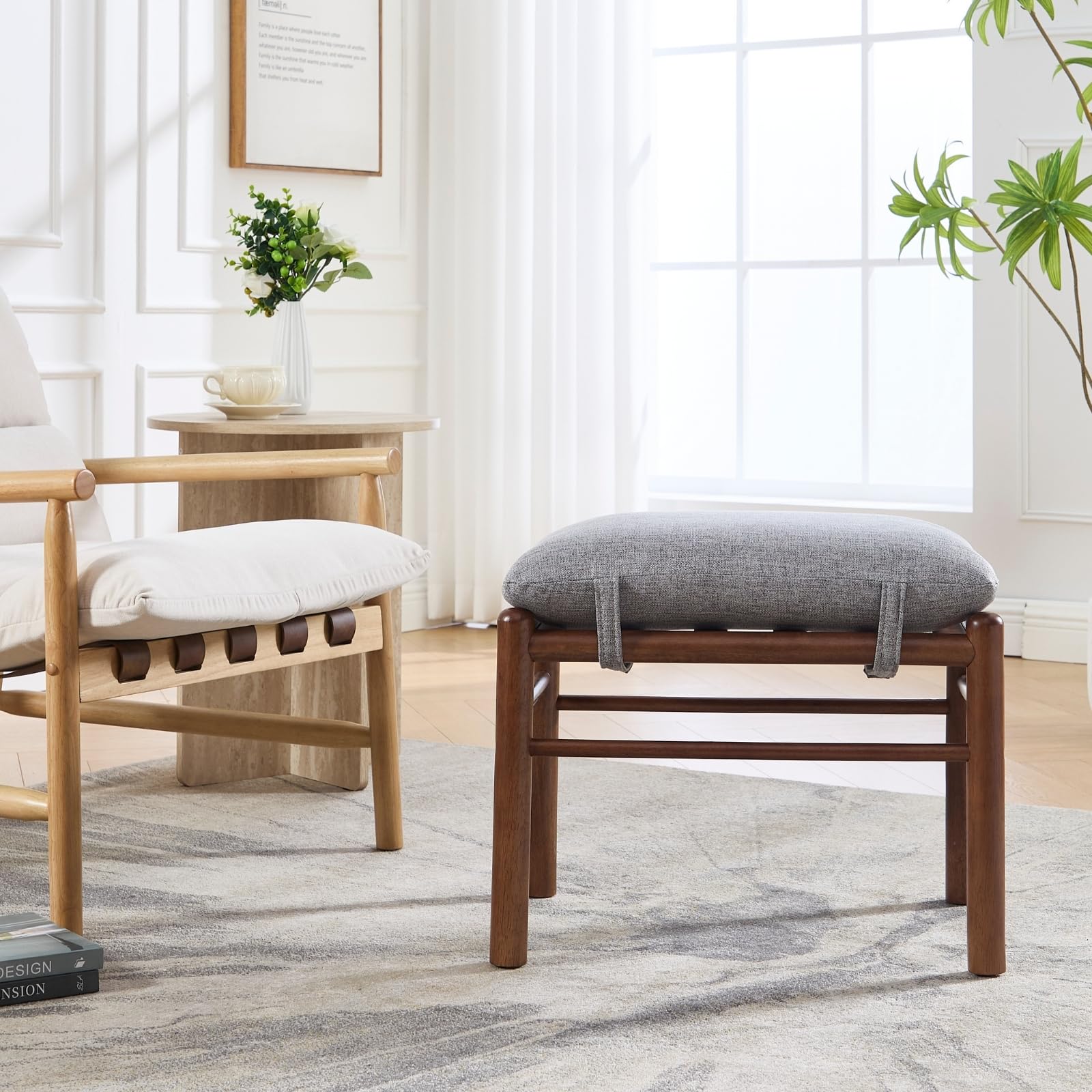 Janoray Wood Footstool Ottoman 1 PCS - 0100OT