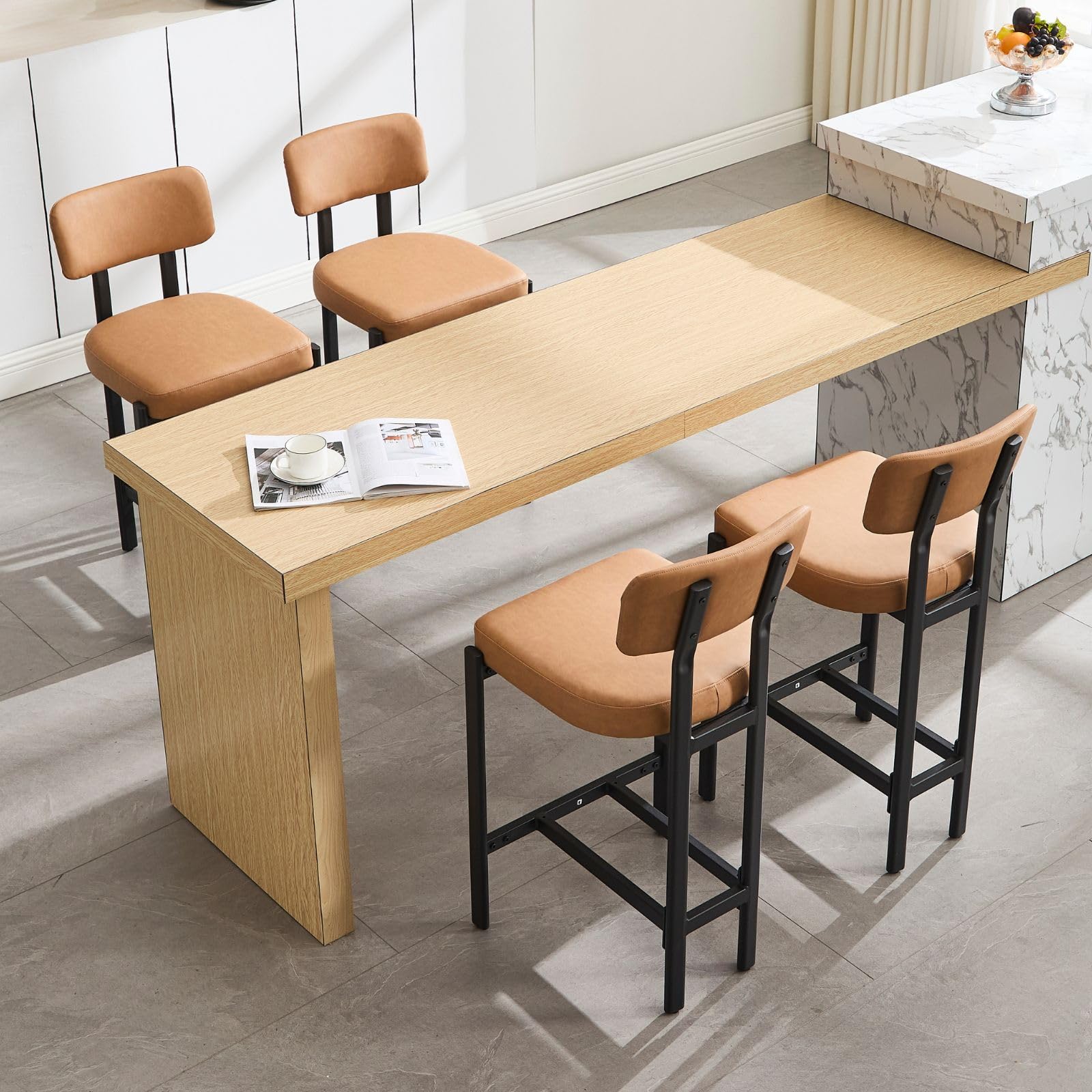 VESCASA 26"H Leather Counter Stools stools  Set of 2 - 24807CS
