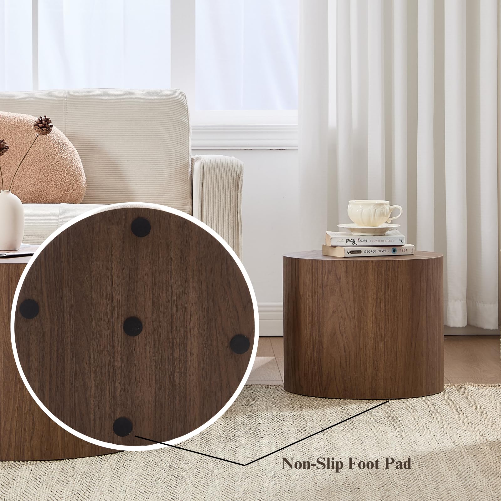CIMOTA Round Wood Nesting Coffee Table Set of 2 - 24060CT