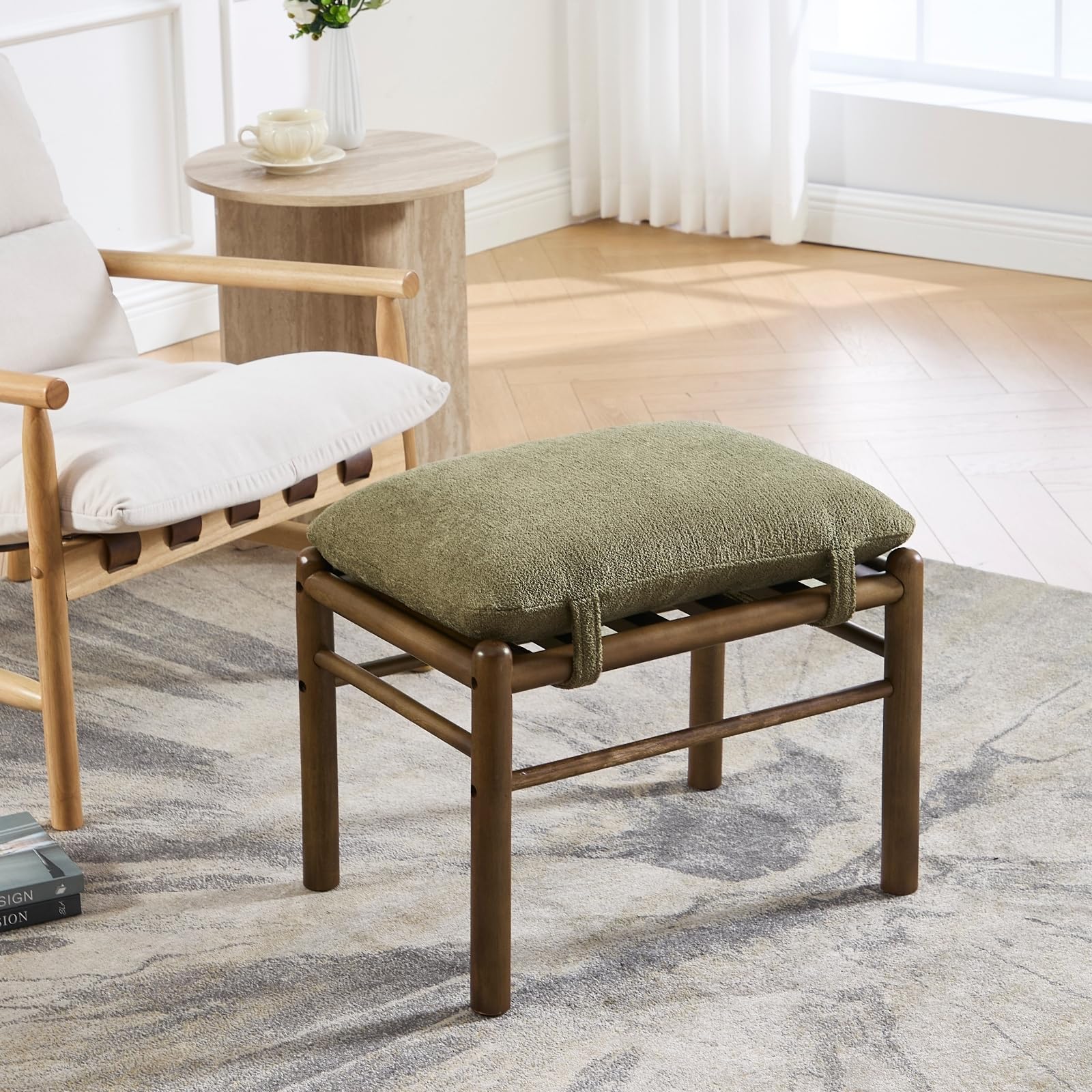 Janoray Wood Footstool Ottoman 1 PCS - 0100OT