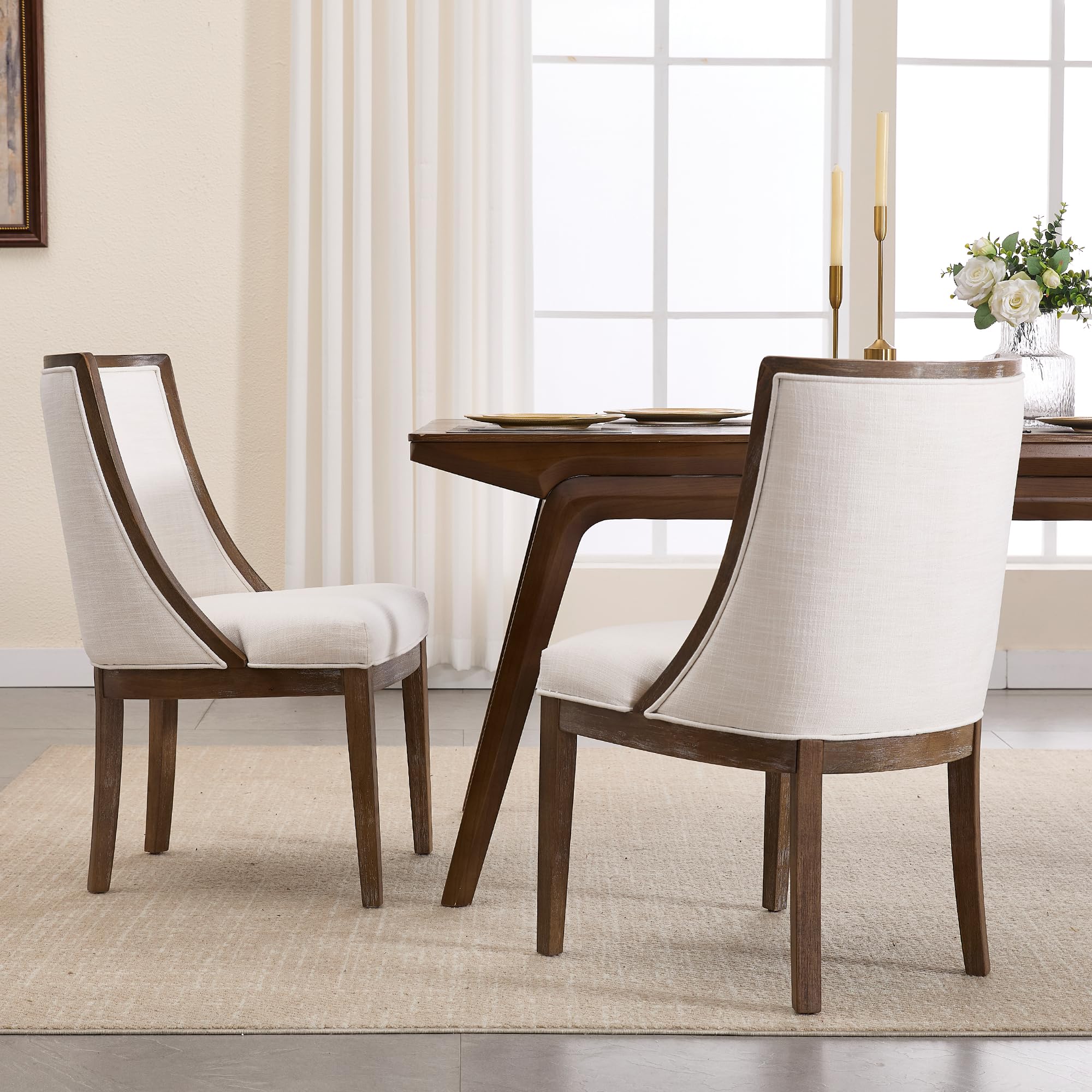 Kmax Farmhouse Curved High Back Dining Chairs Set of 2 - 02111DC