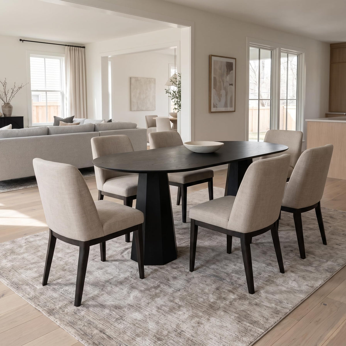 71" Oval Farmhouse Pedestal Dining Table for 6-8