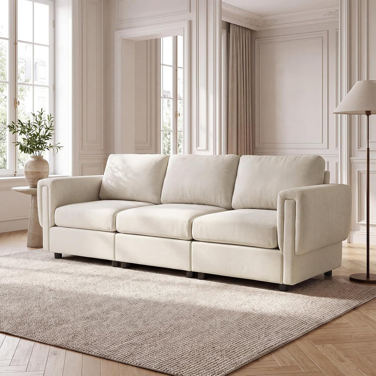 88" Modern Chenille 3-Seater Modular Sofa