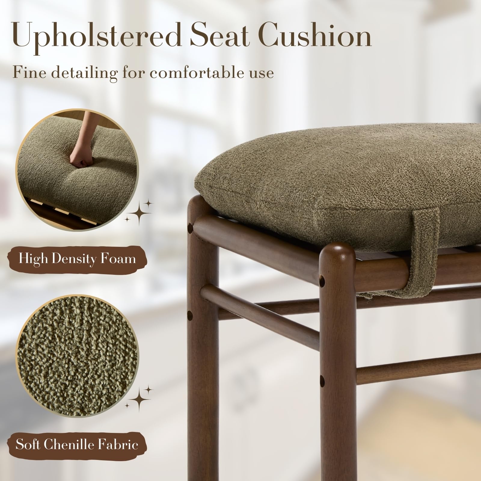 Janoray Wood Footstool Ottoman 1 PCS - 0100OT