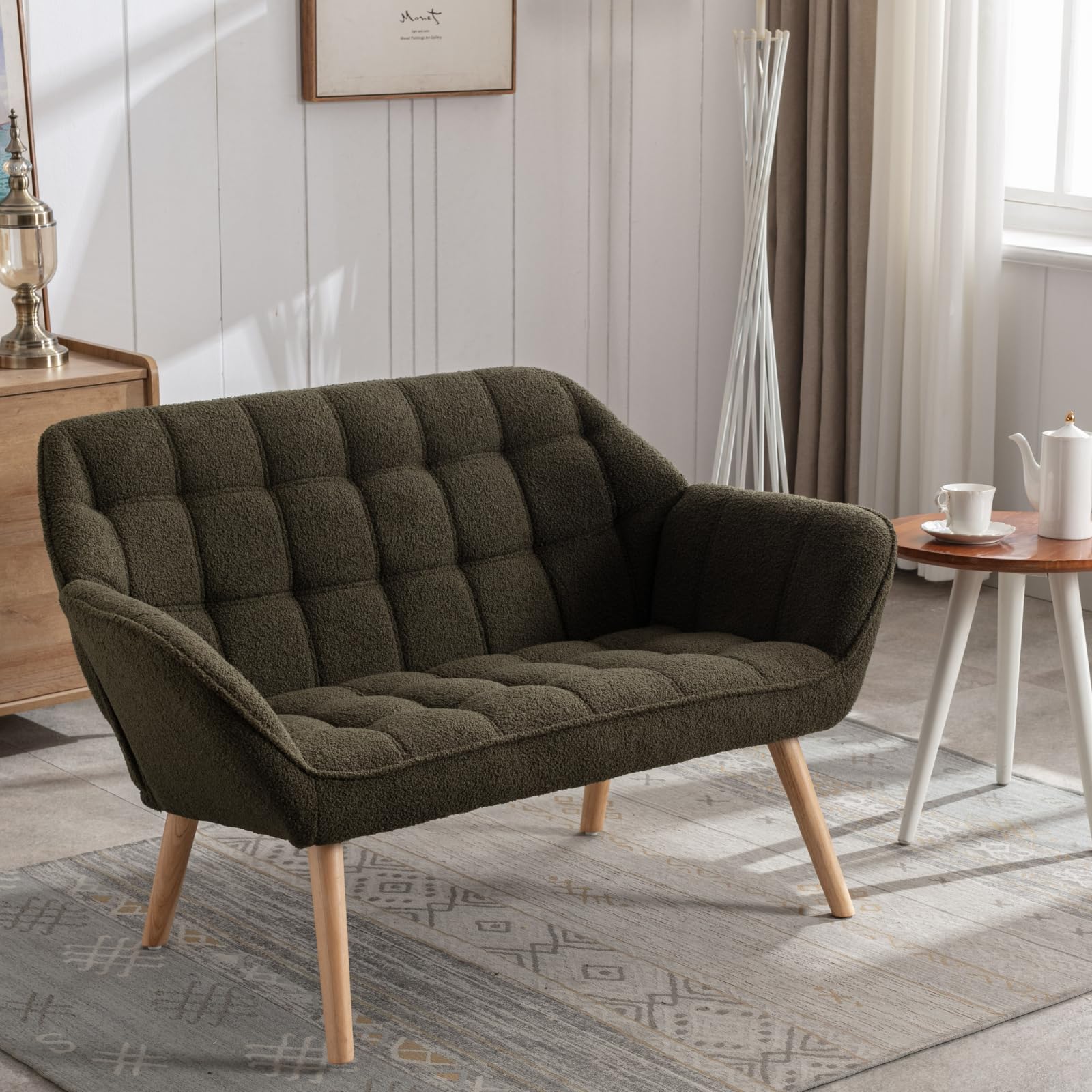 ROCITY 48" Modern Velvet Small Loveseat Sofa - 8904AC