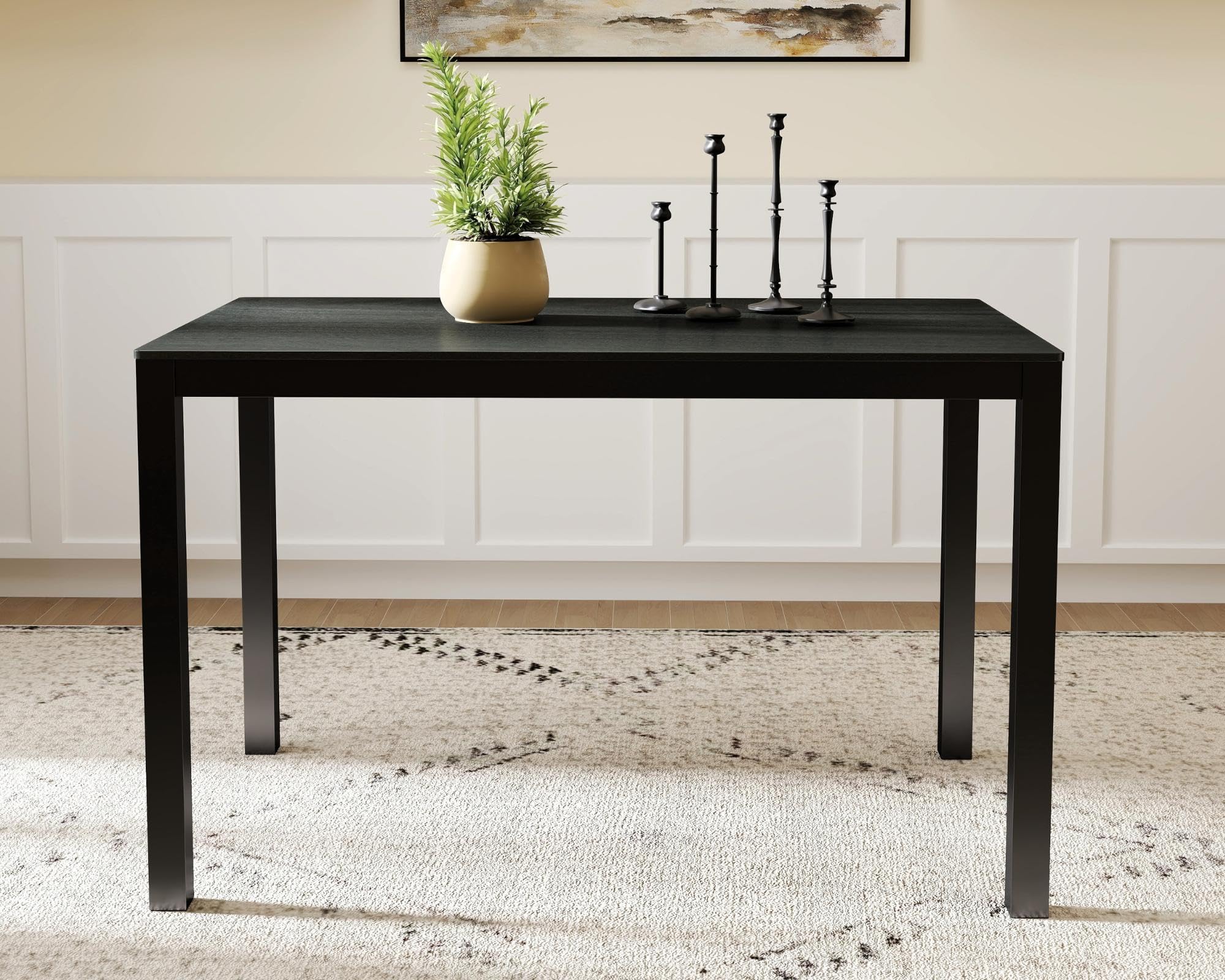 VESCASA Modern Black Solid Wood Dining Desk - 2022