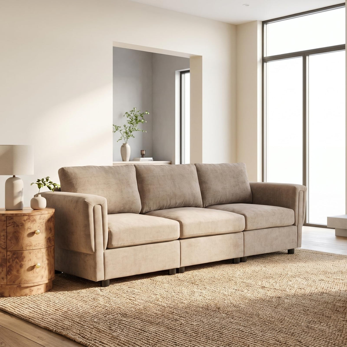 88" Modern Chenille 3-Seater Modular Sofa