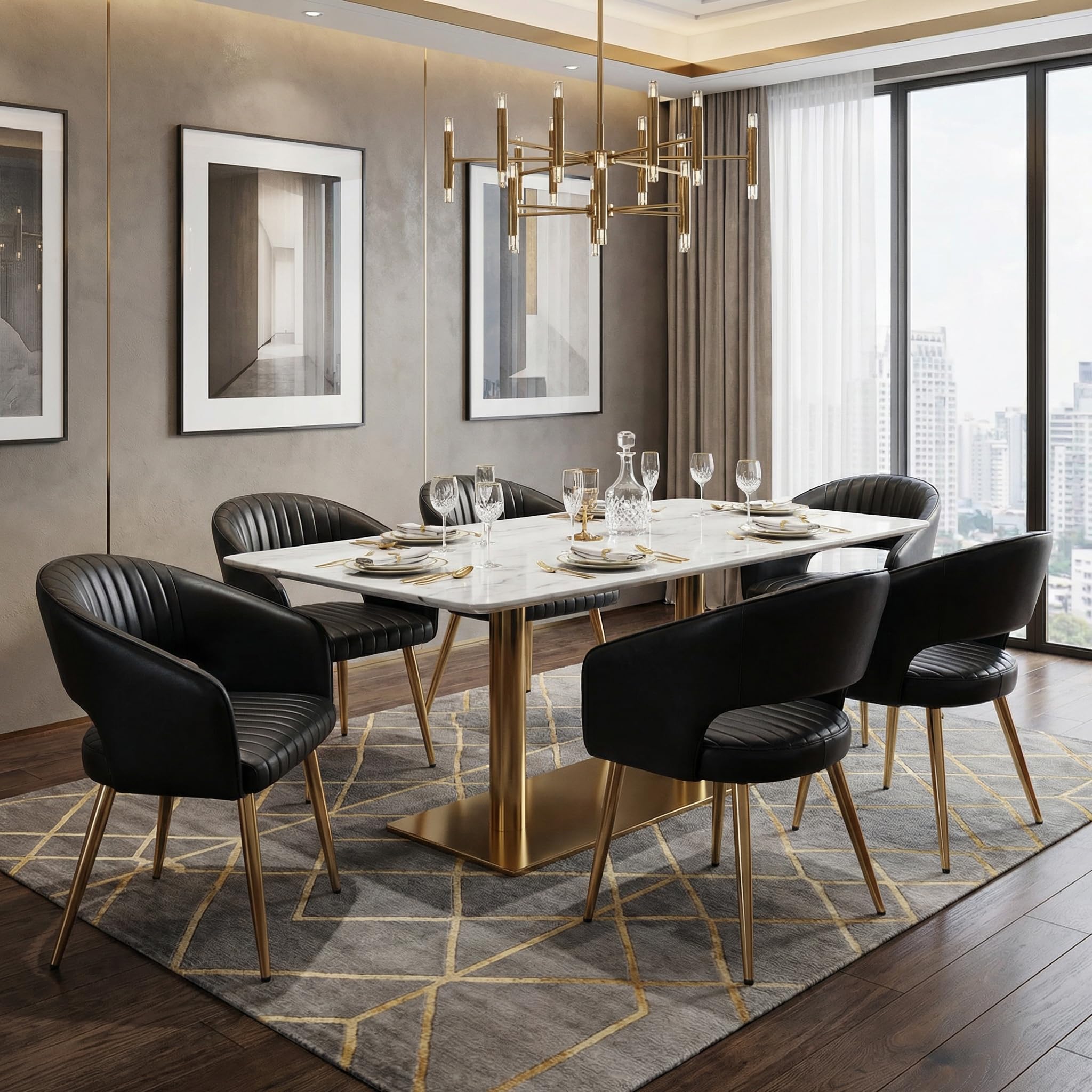 Hollow Back Modern Dining Chairs Set of 2 - 3059DC