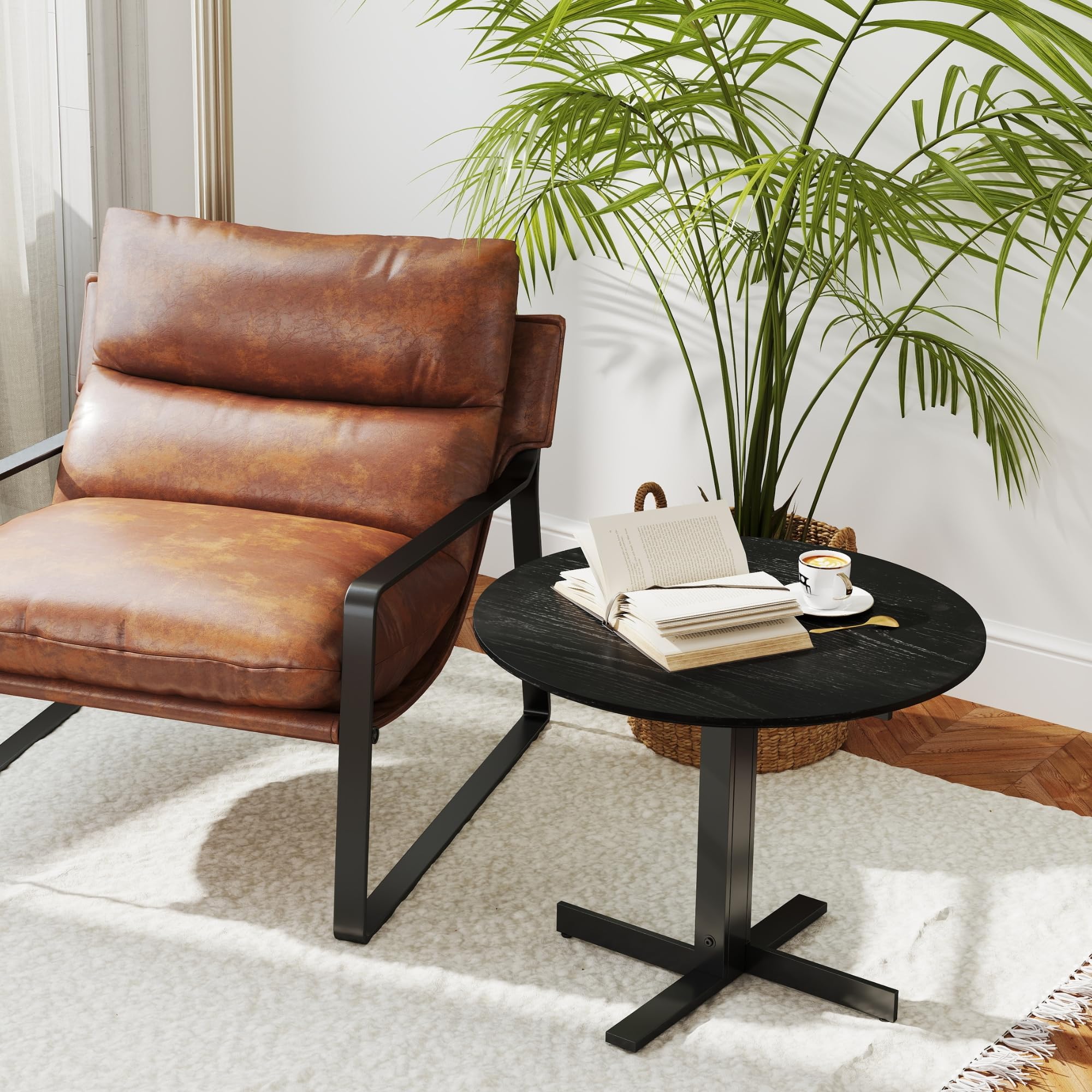 ROCITY 23.5"W Black Round Coffee Table - 63202CT