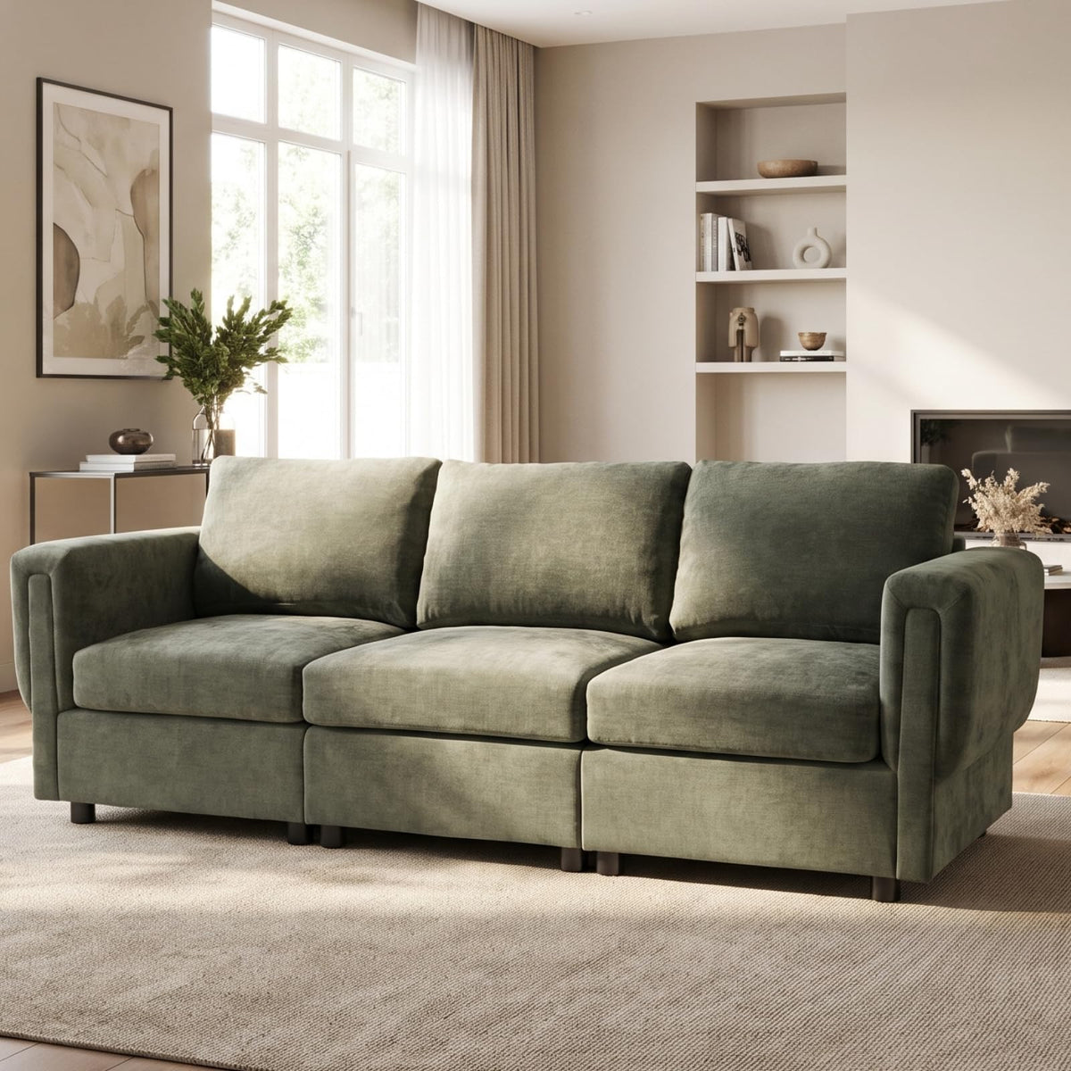 88" Modern Chenille 3-Seater Modular Sofa