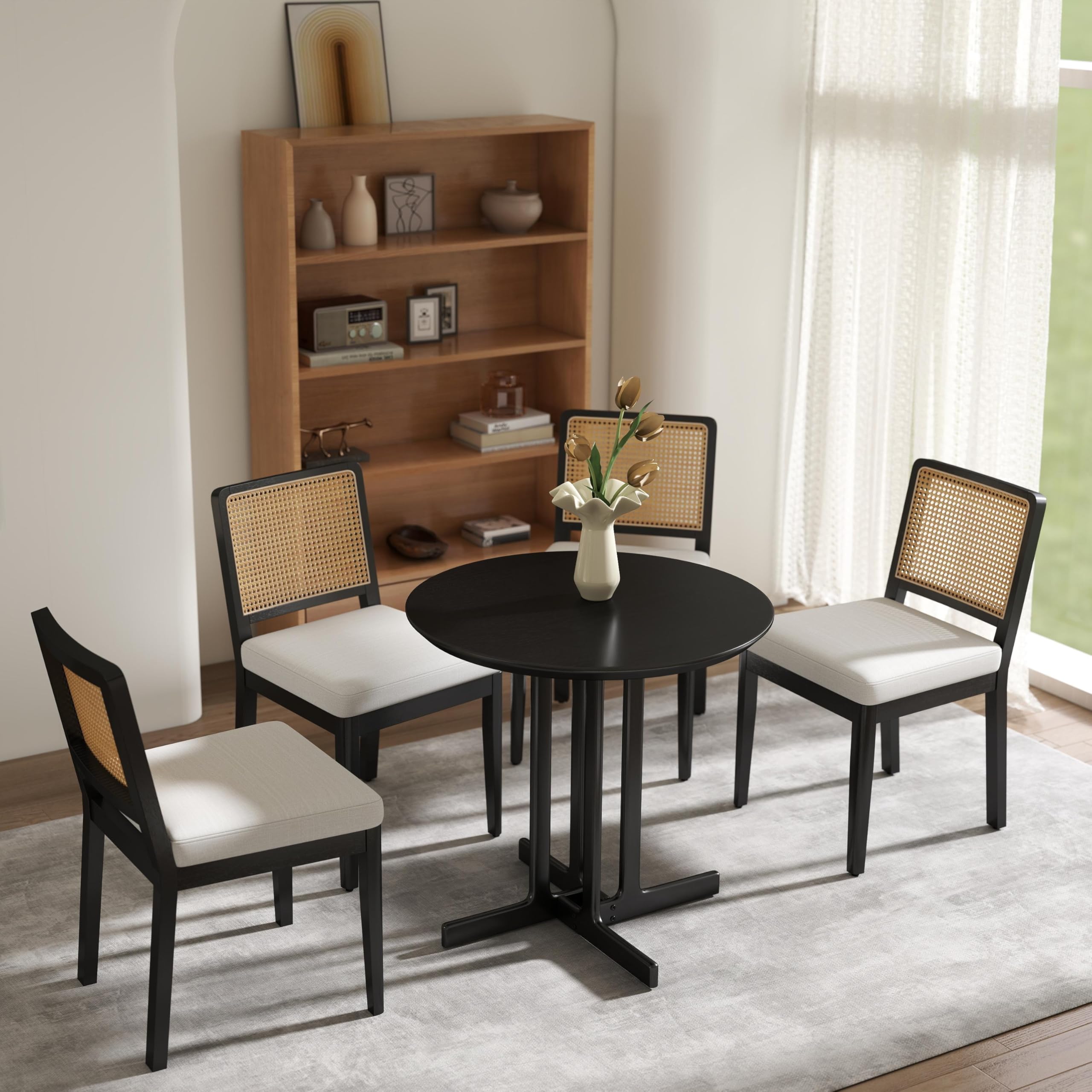 Kmax 31.5" Wide Small Round Black Dining Table