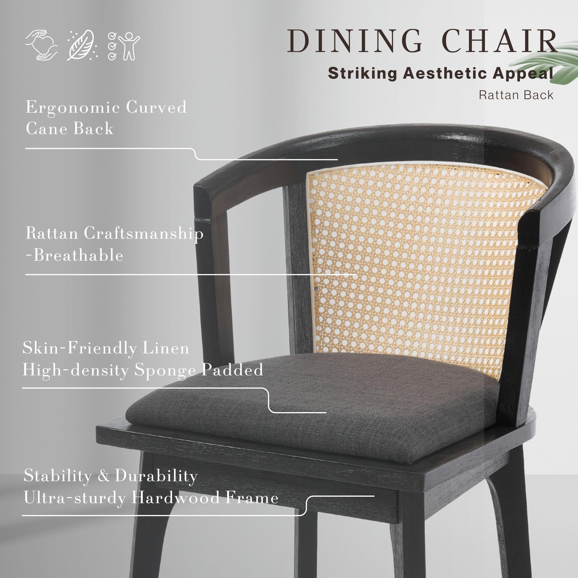 Janoray Dining Chairs with Cane Woven Back Set of 2 - 10085DC