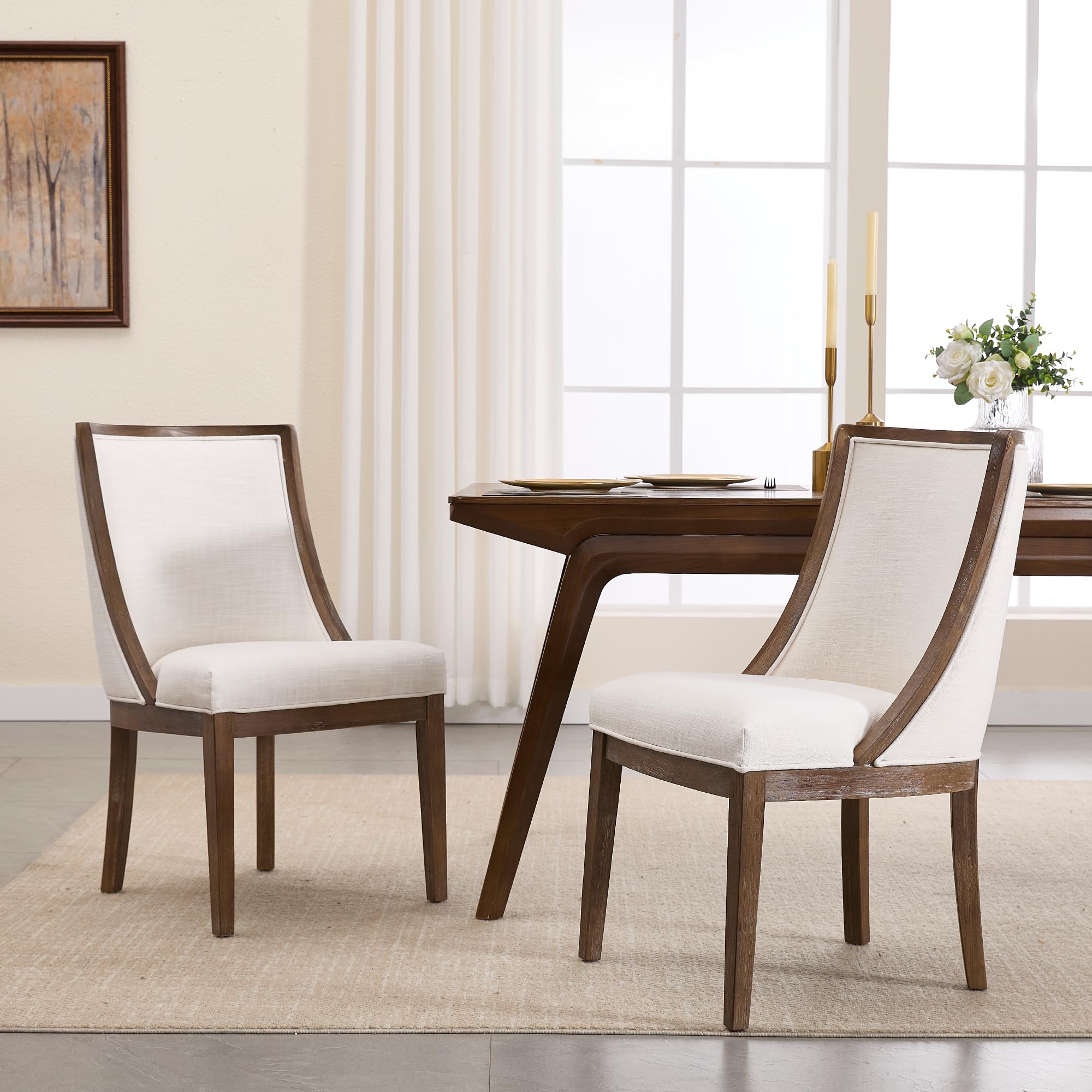 Kmax Farmhouse Curved High Back Dining Chairs Set of 2 - 02111DC