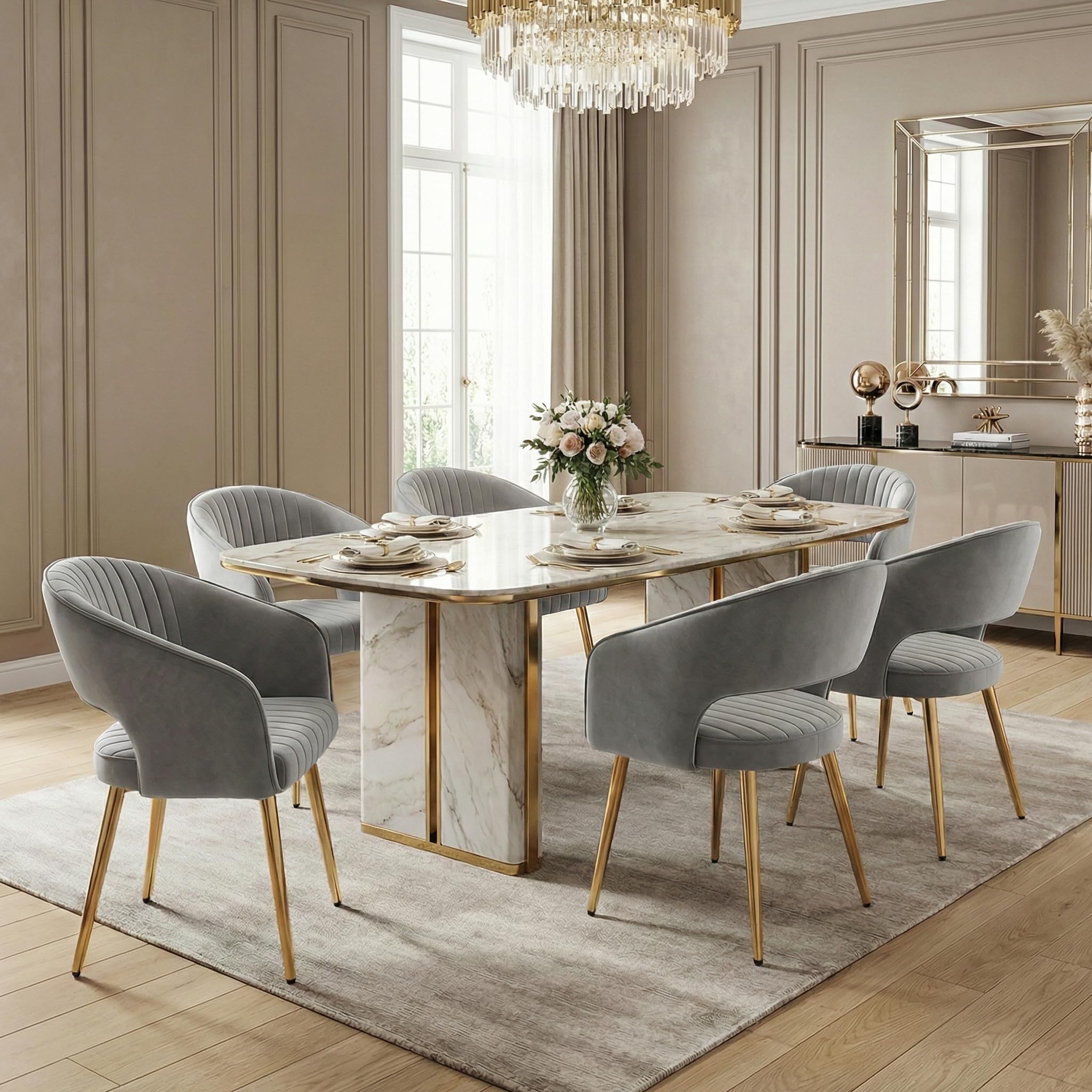 Hollow Back Modern Dining Chairs Set of 2 - 3059DC