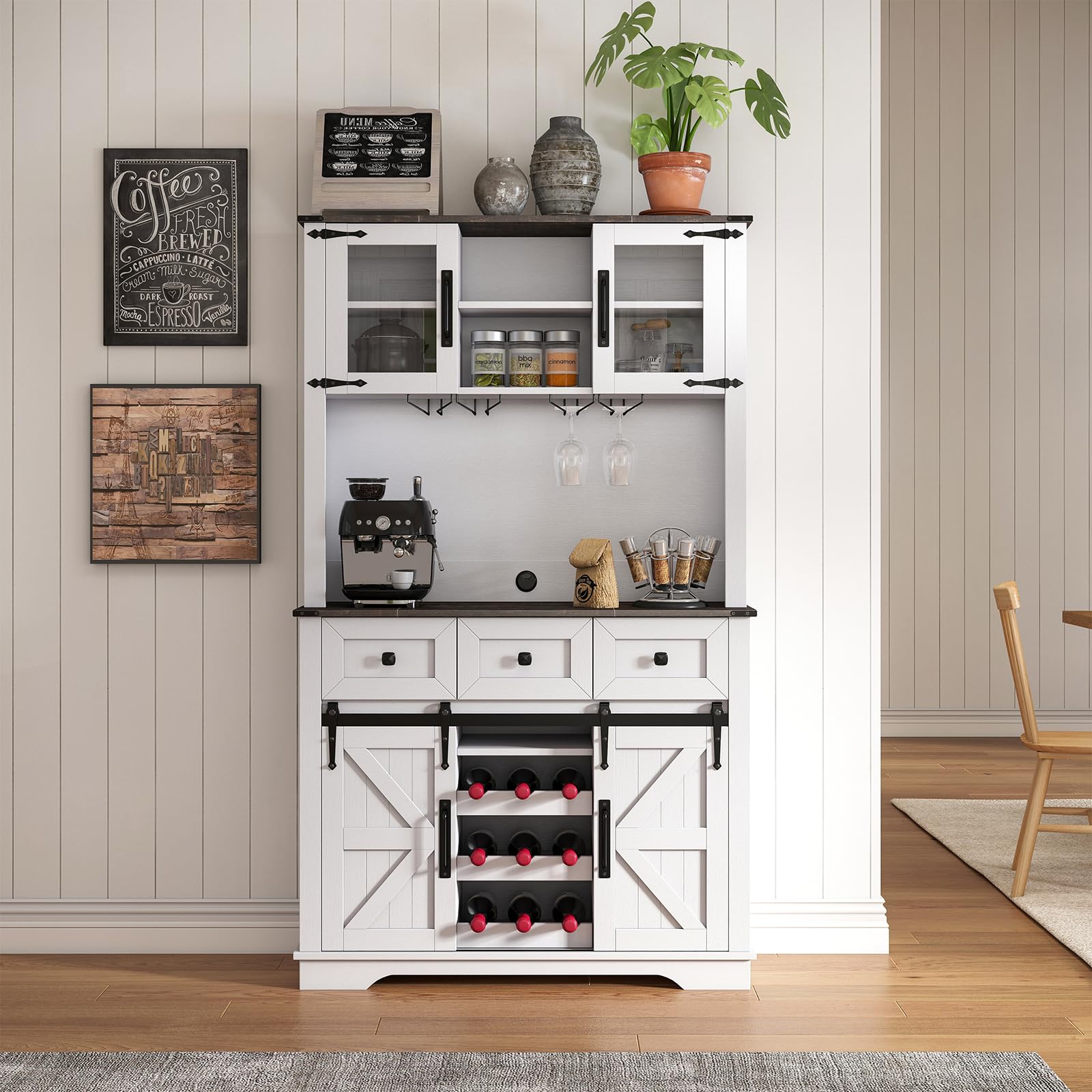 Kmax Farmhouse Coffee Bar Wine Cabinet - X158CB
