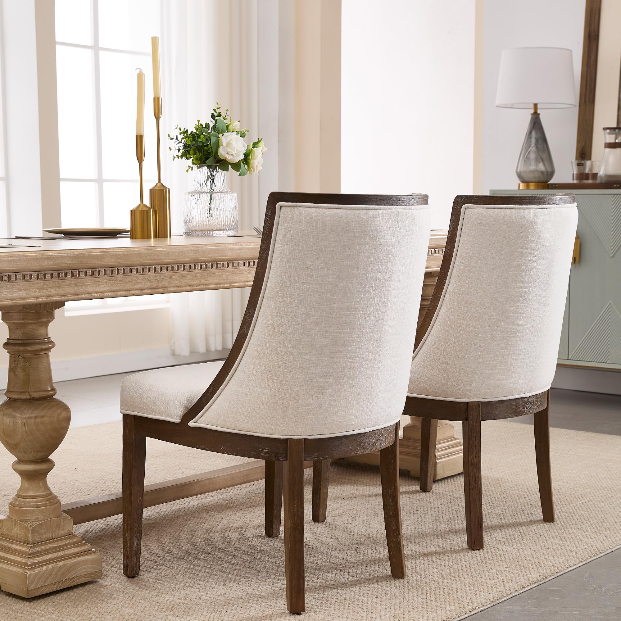 Kmax Farmhouse Curved High Back Dining Chairs Set of 2 - 02111DC