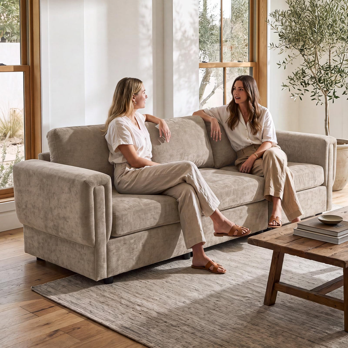 88" Modern Chenille 3-Seater Modular Sofa