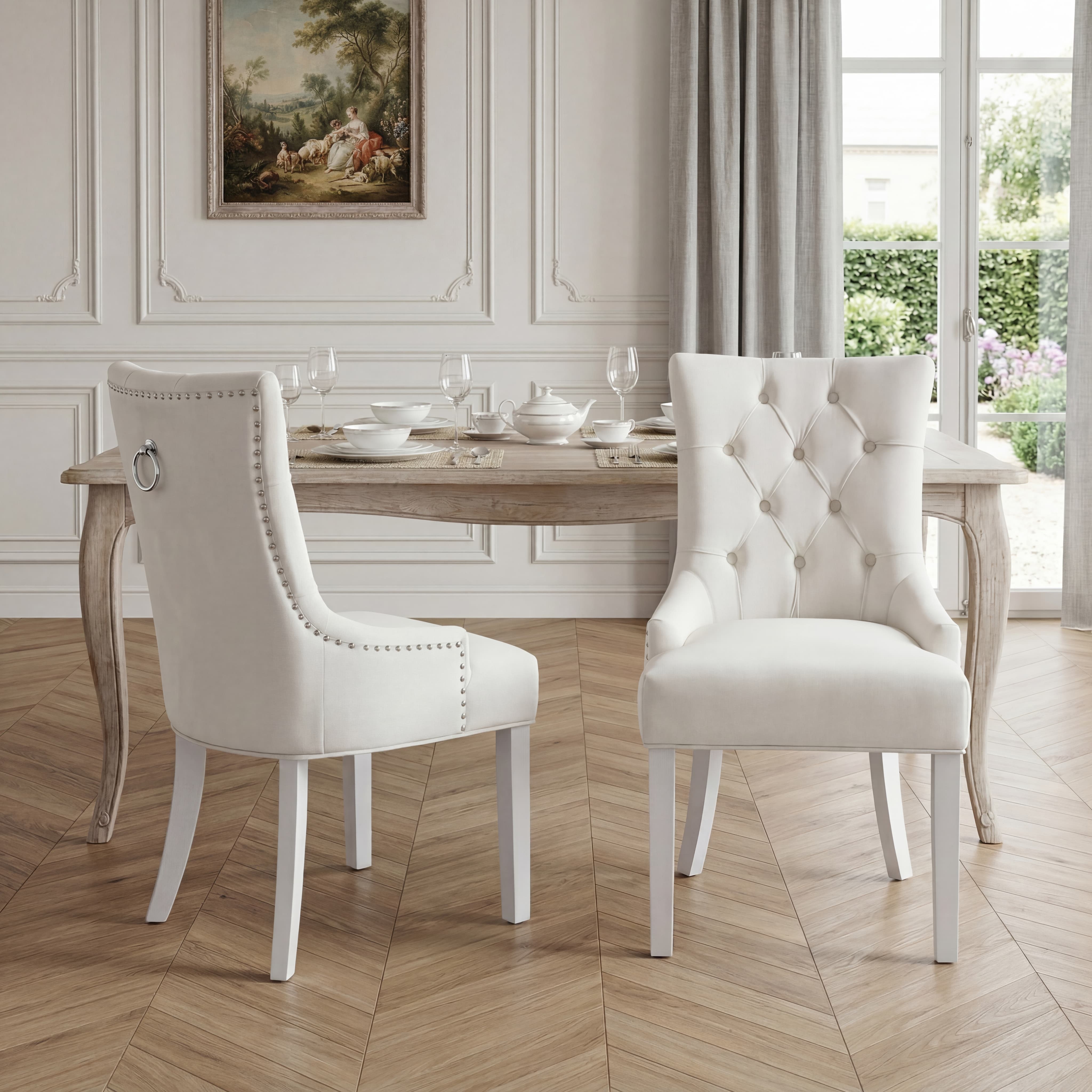 Tufted Velvet Kitchen Chairs Set of 2 - 8338DC