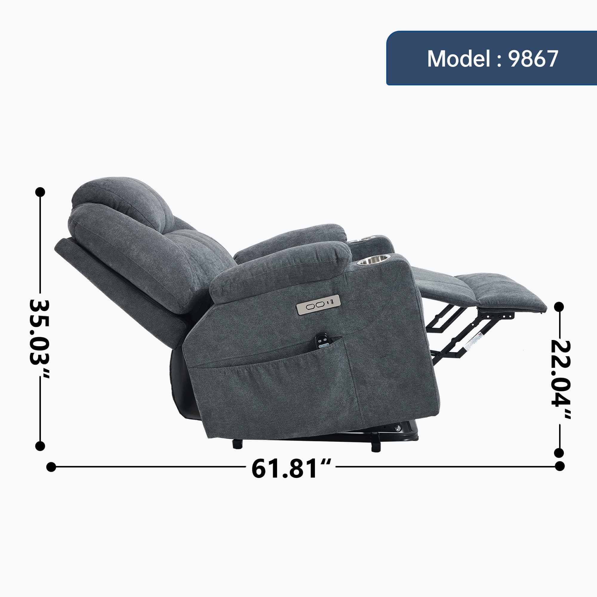 Power Lift Electric Massage Heat USB Recliner Chair