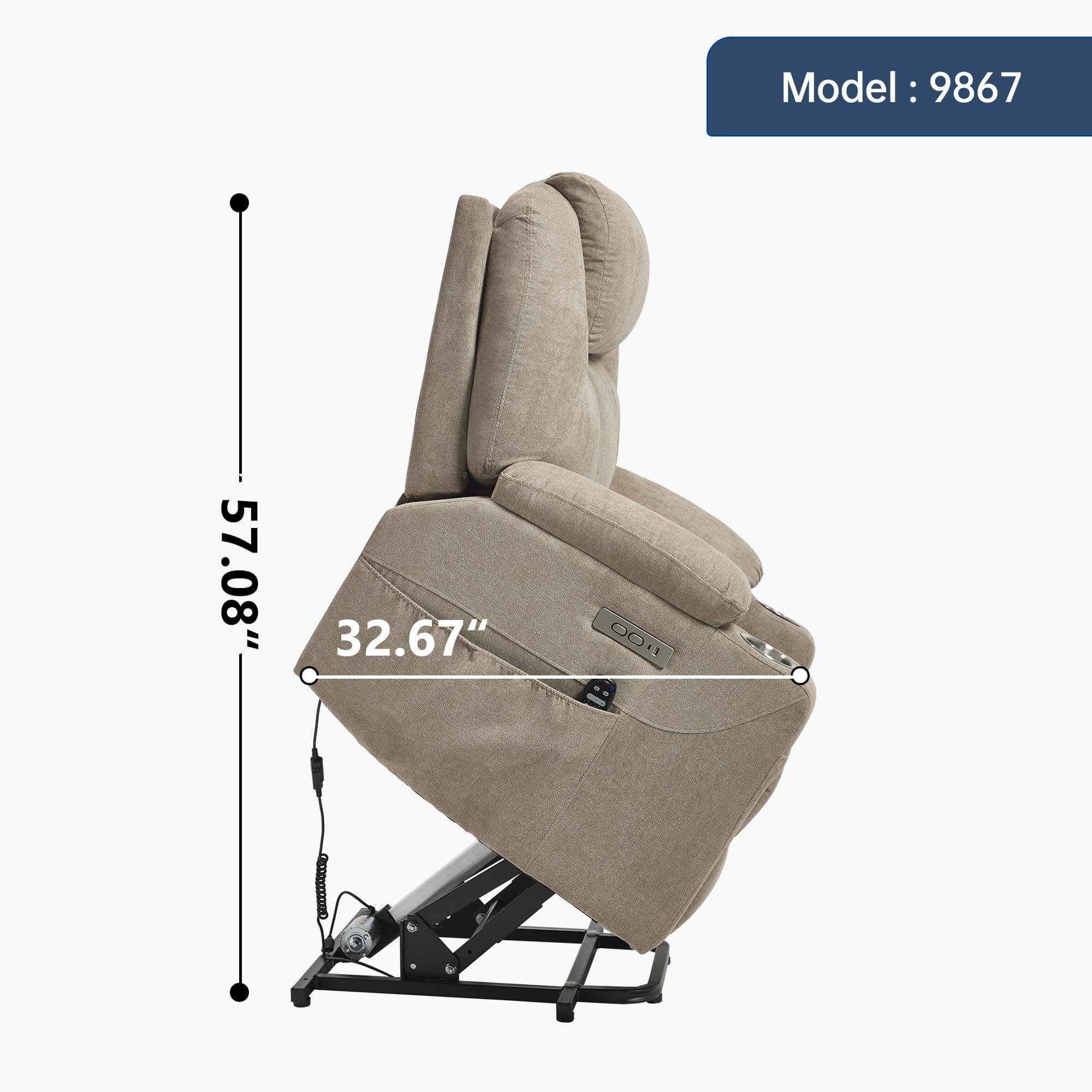 Power Lift Electric Massage Heat USB Recliner Chair