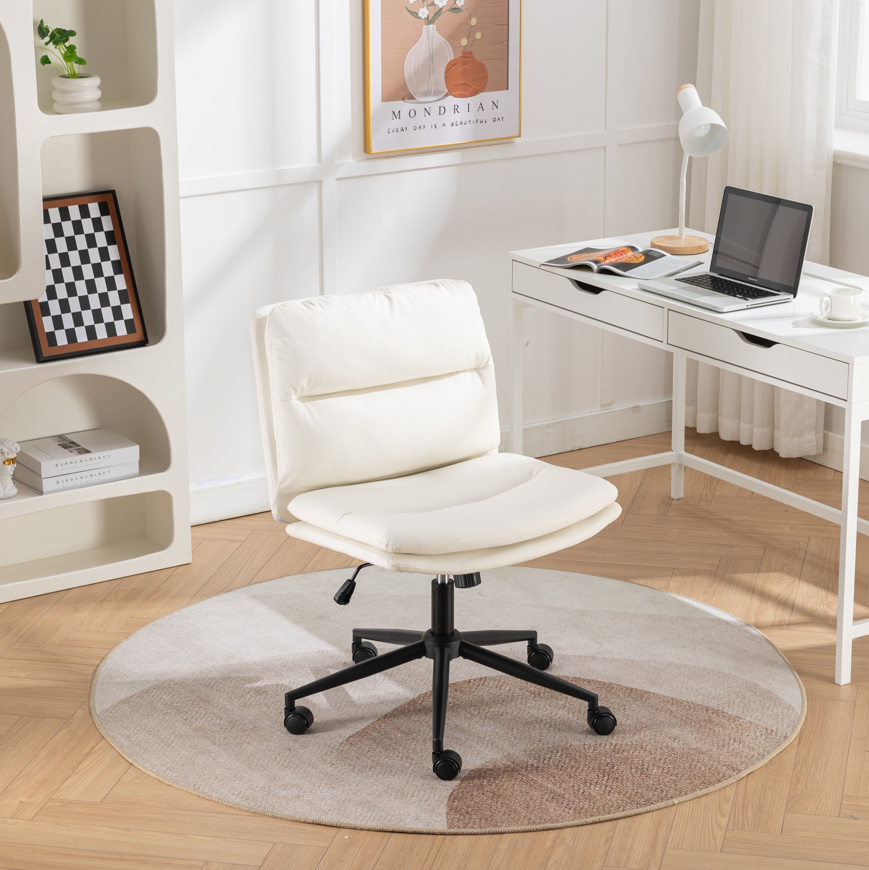 Adjustable Swivel Criss-Cross Chair with Wide Seat