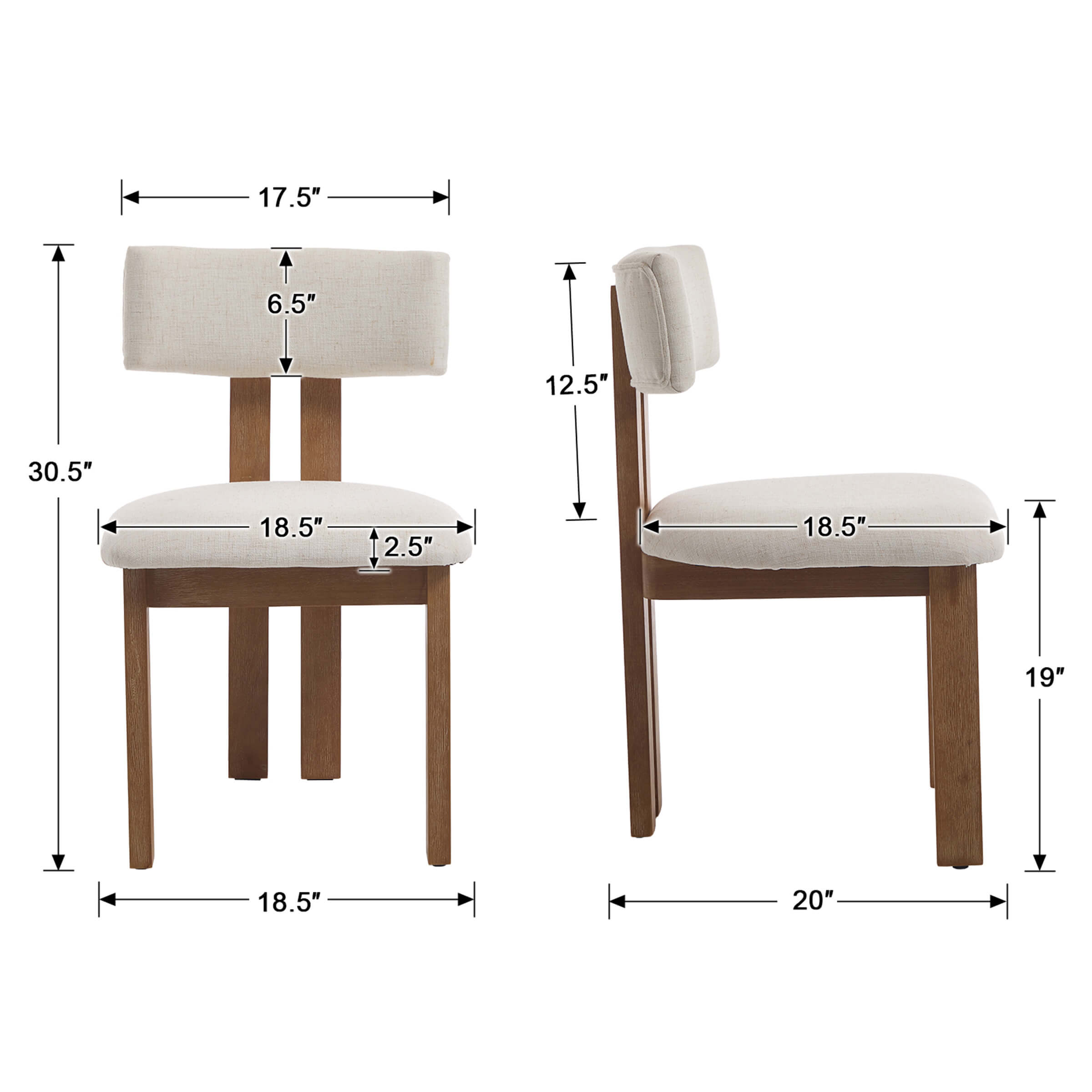 Janoray Upholstered Wooden Legs Dining Chairs Set of 2 - 10014DC