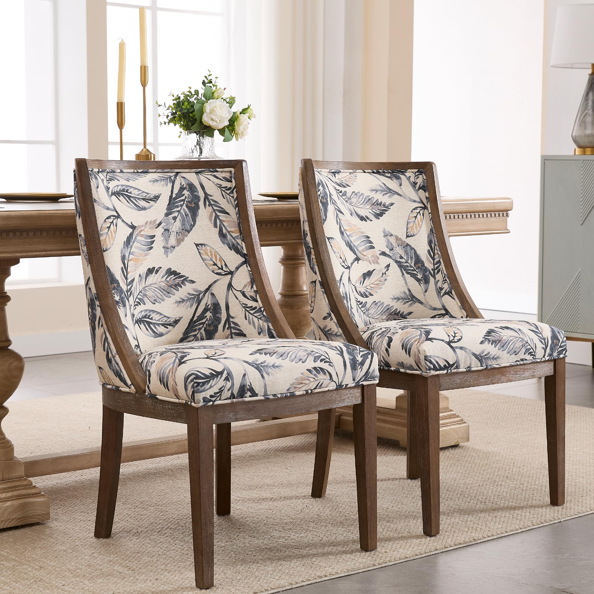 Kmax Farmhouse Curved High Back Dining Chairs Set of 2 - 02111DC