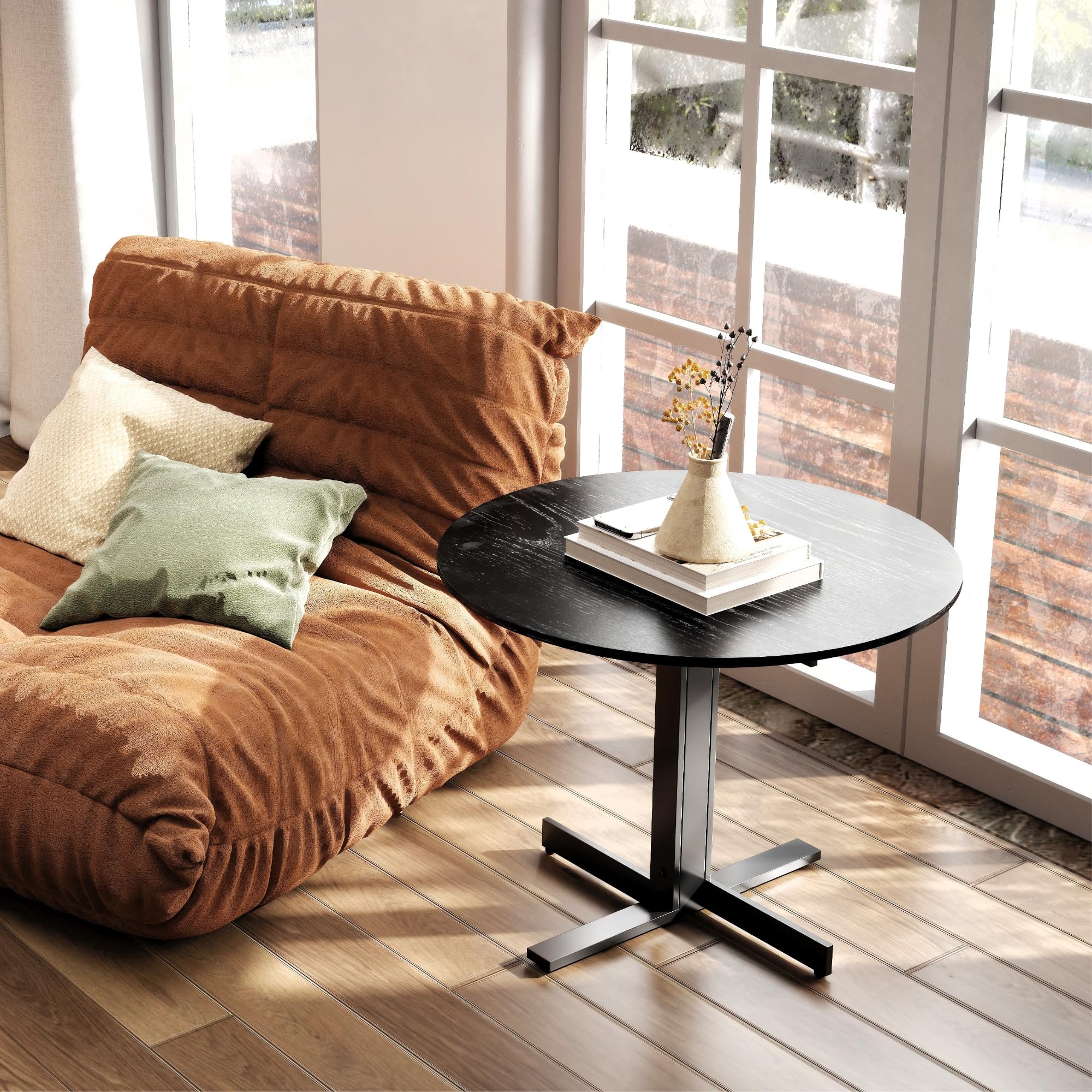 ROCITY 23.5"W Black Round Coffee Table - 63202CT