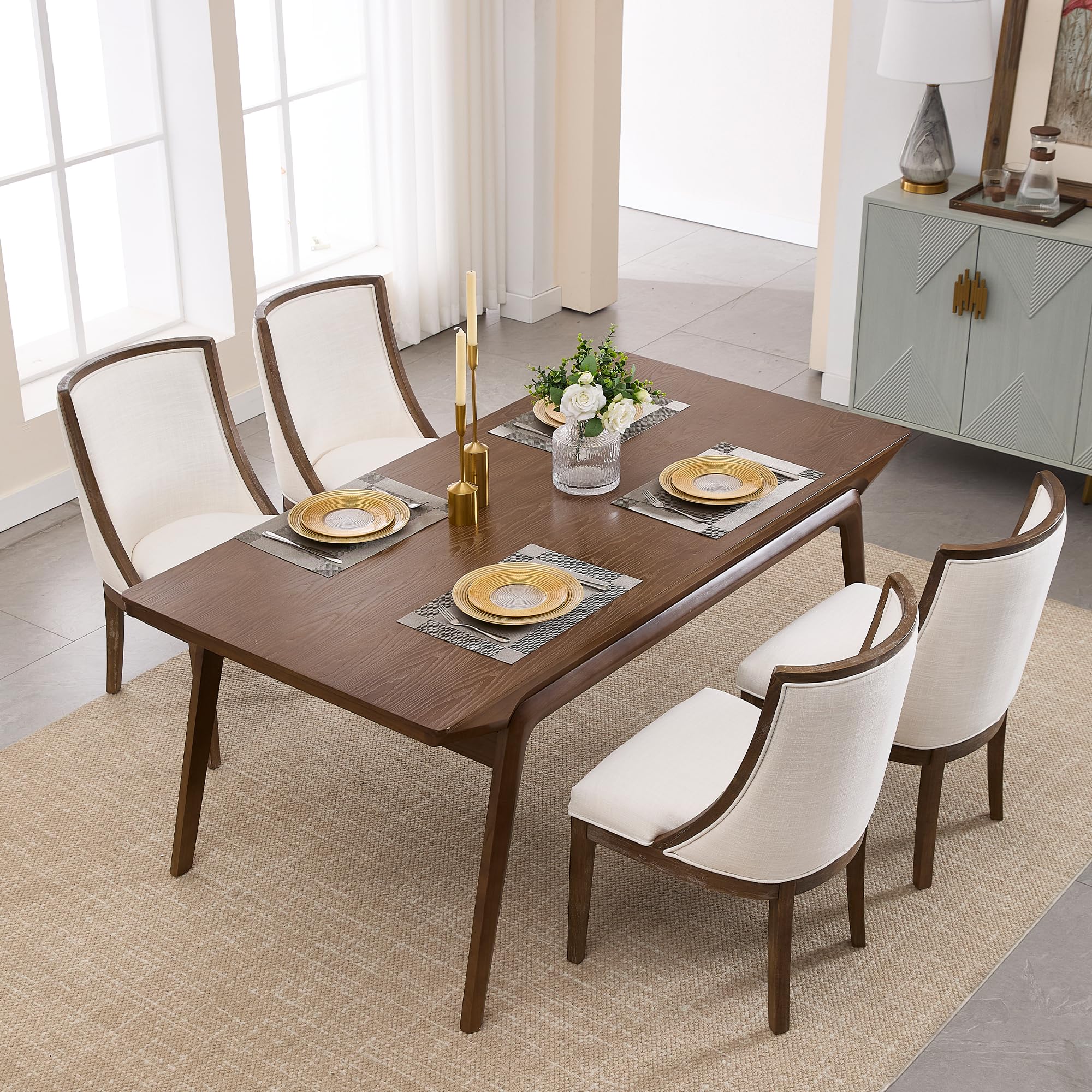 Kmax Farmhouse Curved High Back Dining Chairs Set of 2 - 02111DC