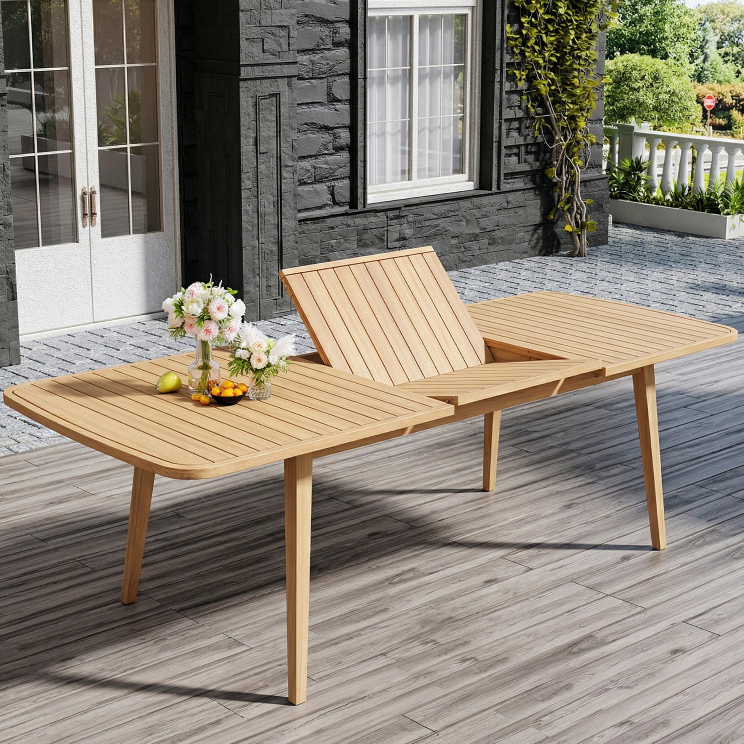 Extendable Waterproof Wooden Outdoor Dining Table - 25018DT